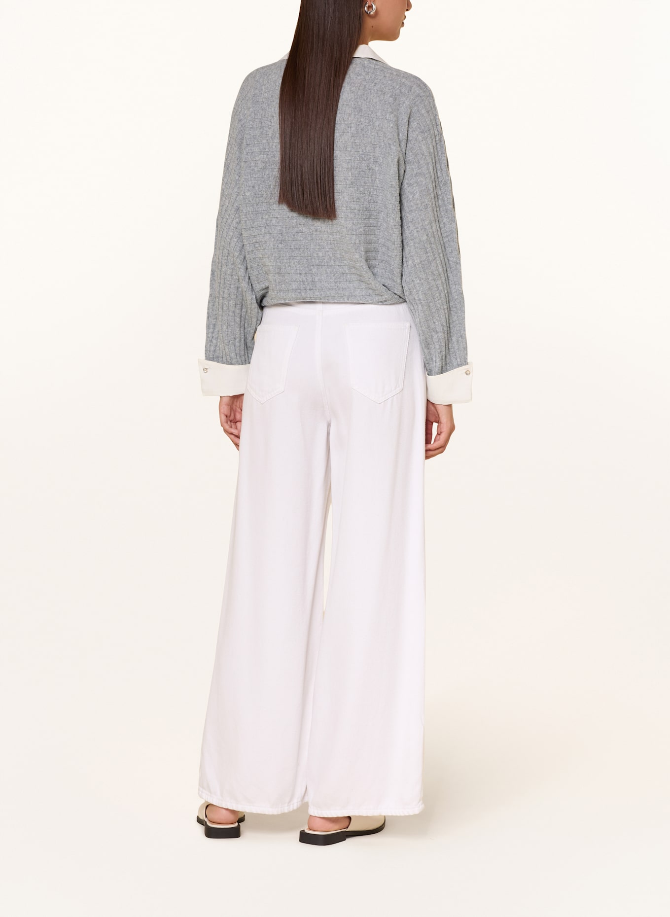 LIU JO Wickelpullover: HELLGRAU / WEISS