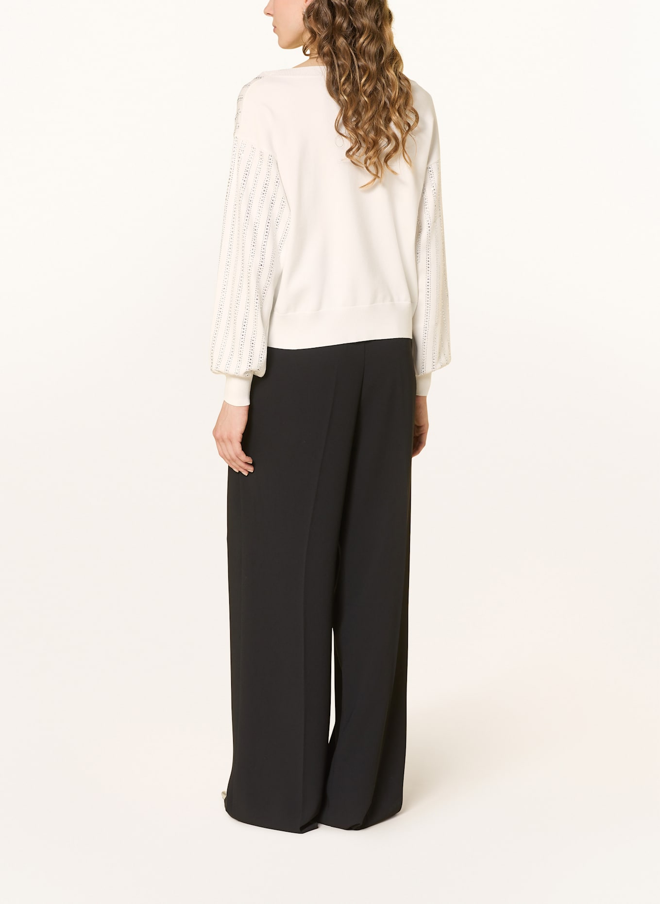 LIU JO Pullover mit Schmucksteinen: ECRU