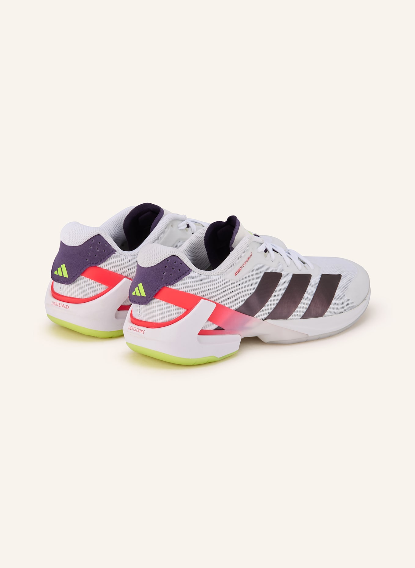 adidas Indoorschuhe ADIZERO COUNTERBLAST: WEISS / DUNKELLILA / ROT