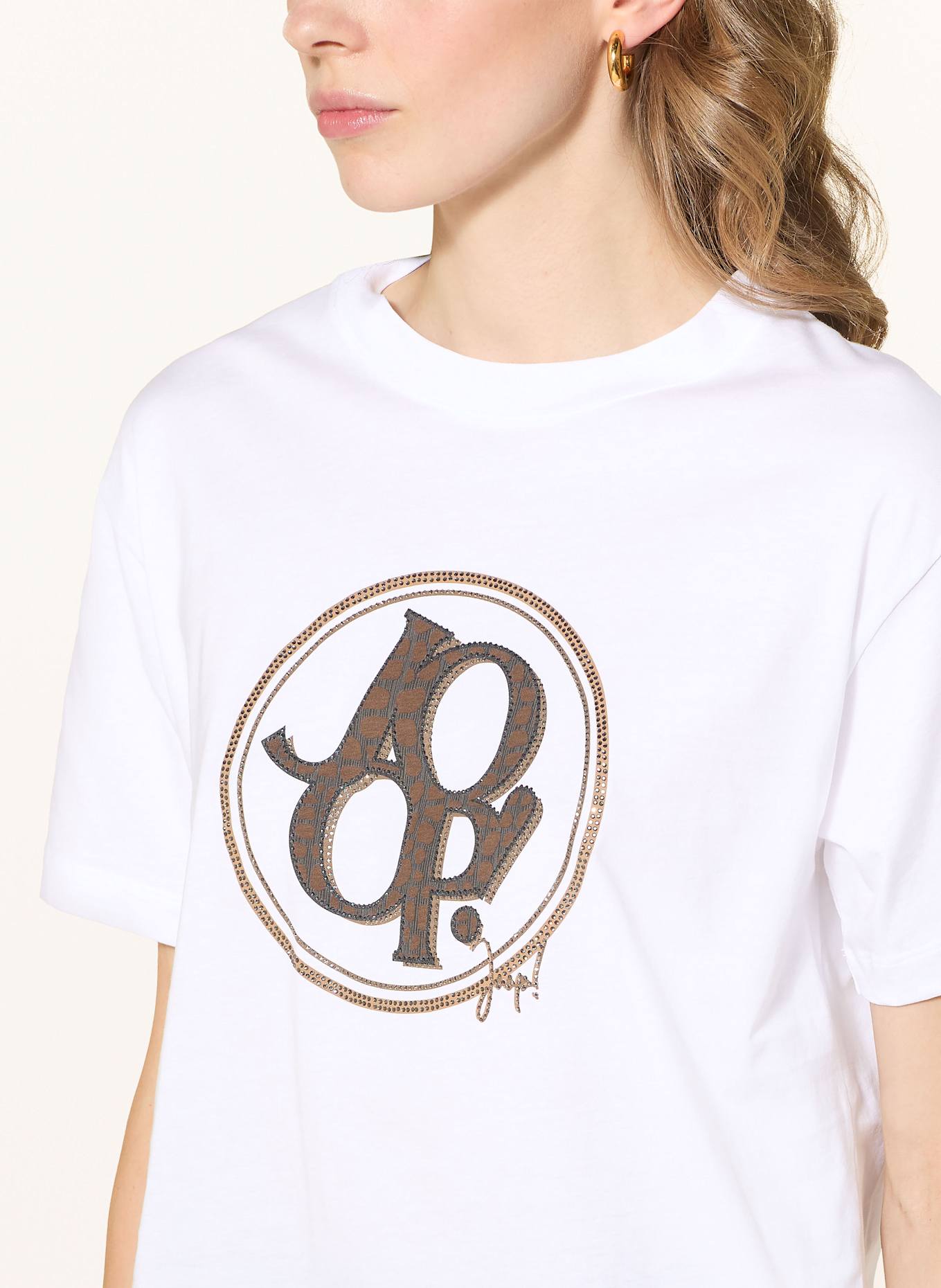 JOOP! T-Shirt TASHI mit Schmucksteinen: WEISS