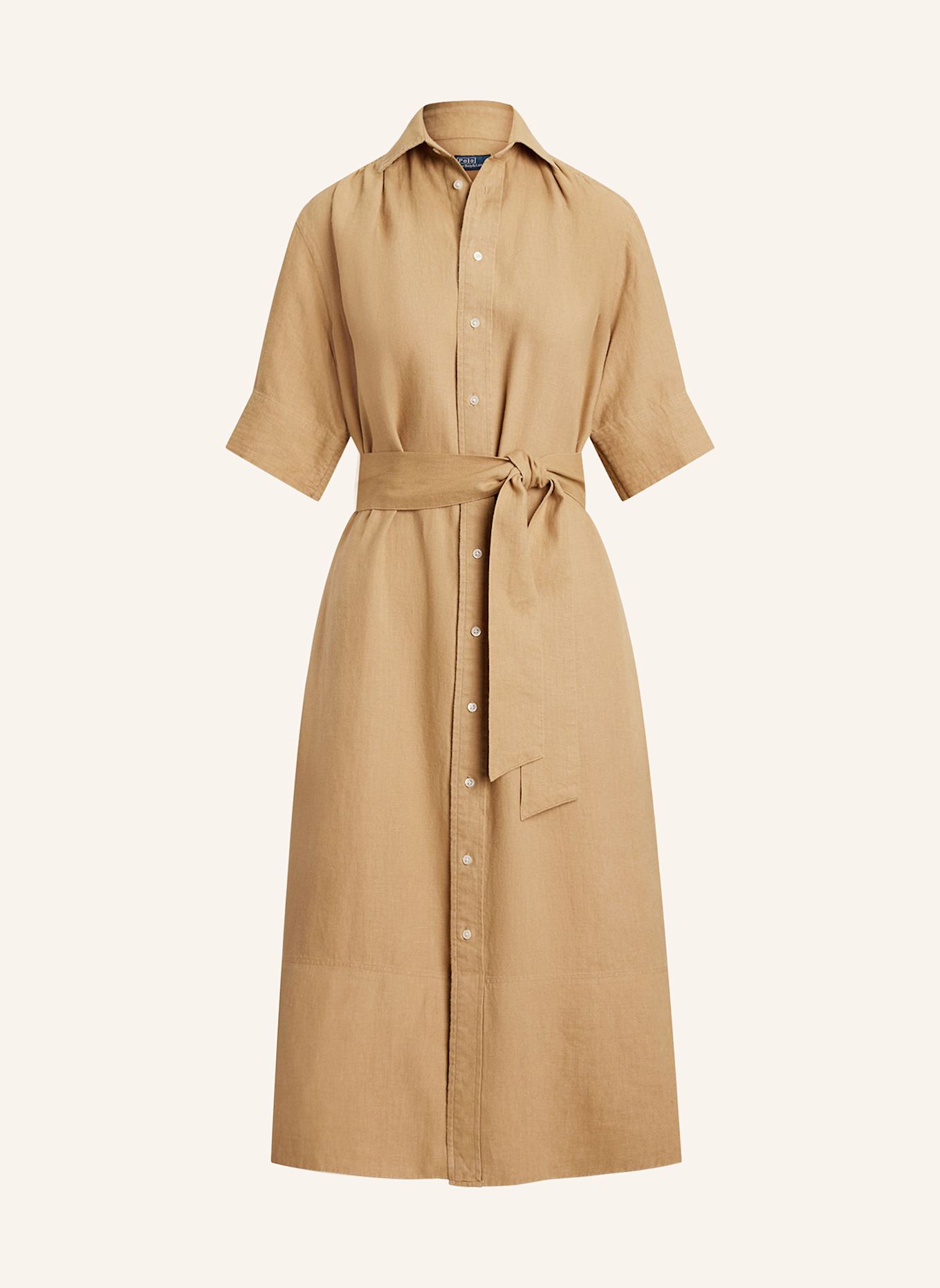 POLO RALPH LAUREN Hemdblusenkleid aus Leinen: HELLBRAUN