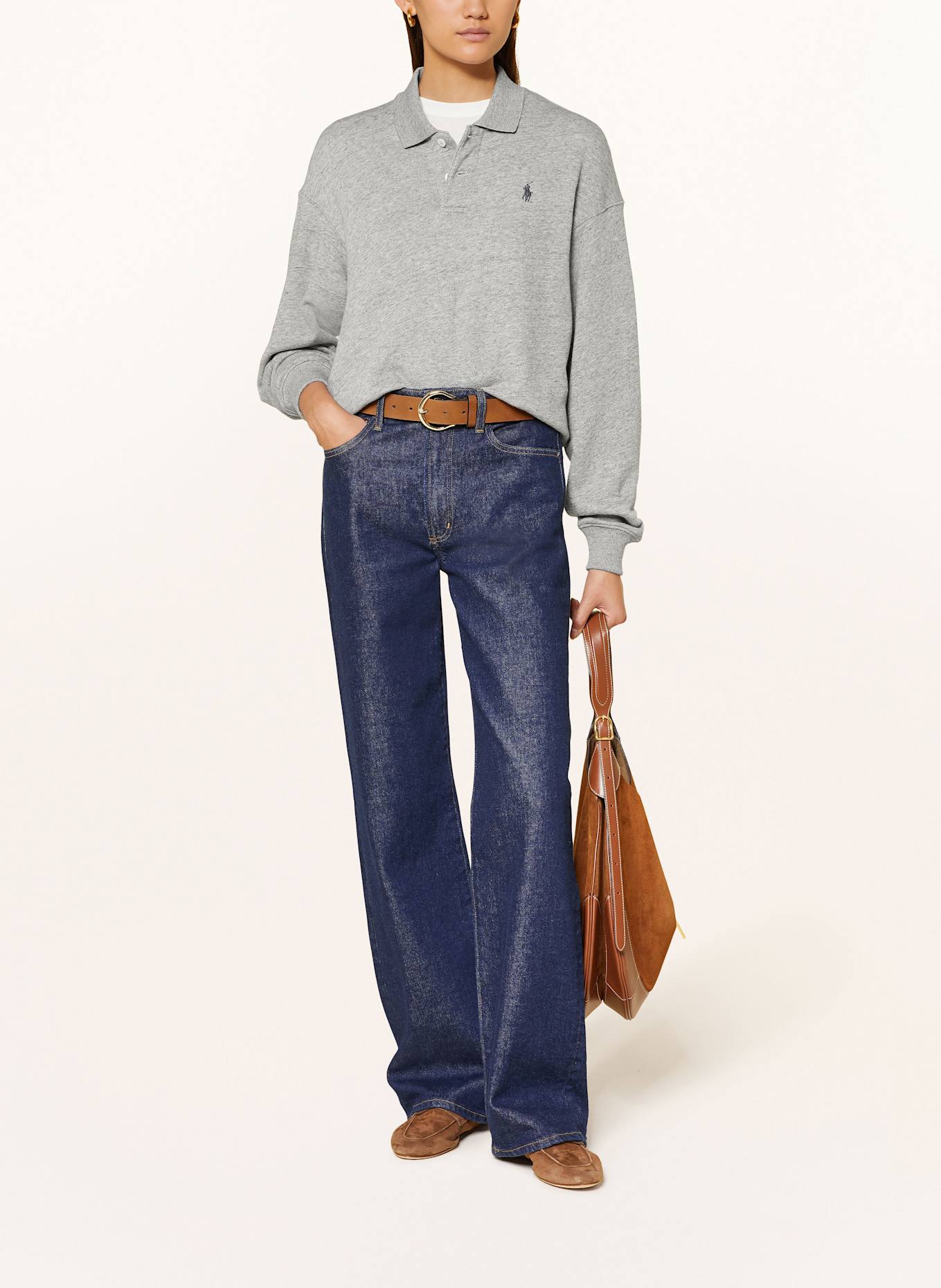 POLO RALPH LAUREN Sweat-Poloshirt: GRAU