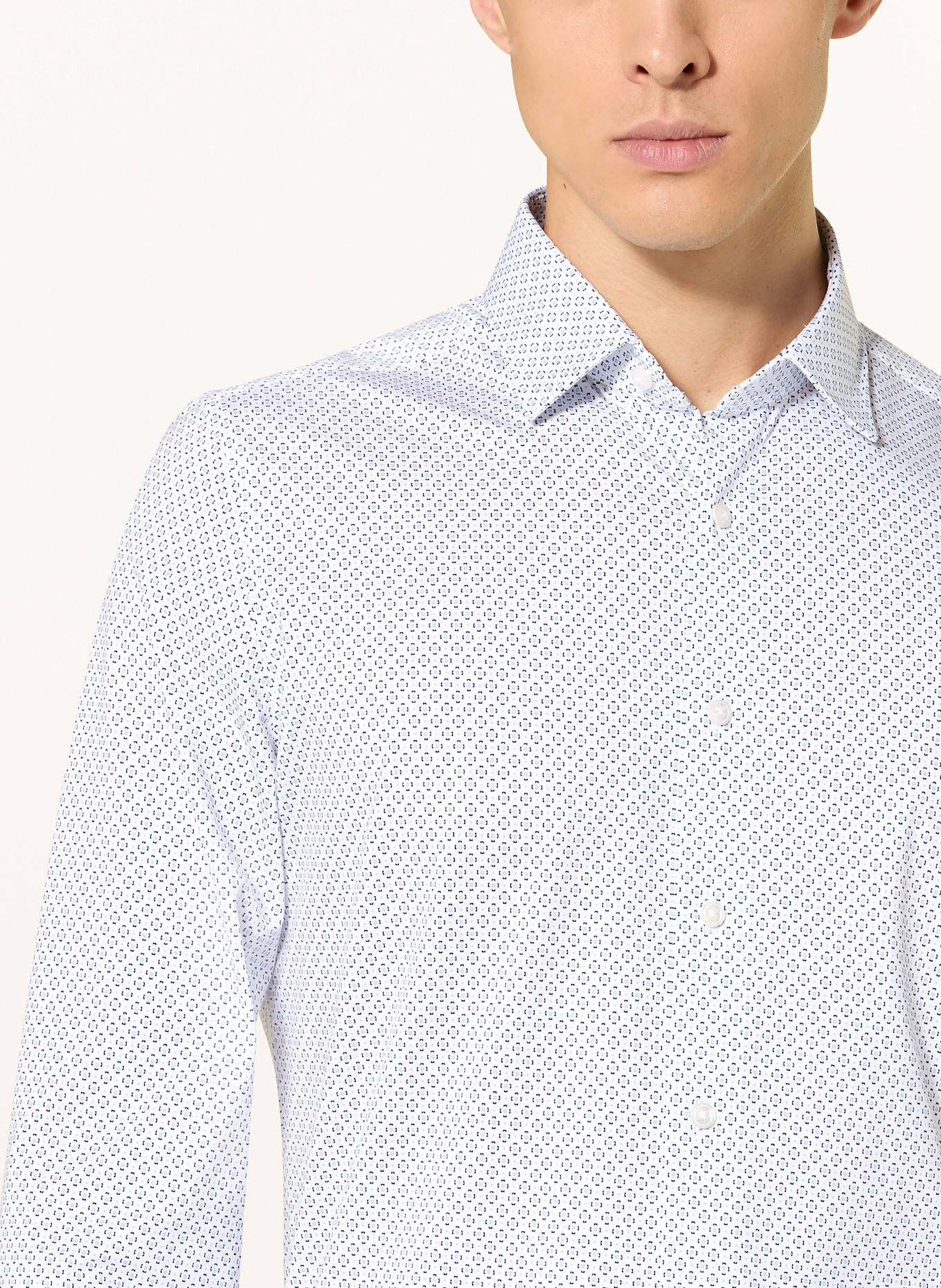 OLYMP Hemd Luxor modern fit: WEISS / DUNKELBLAU / HELLBLAU