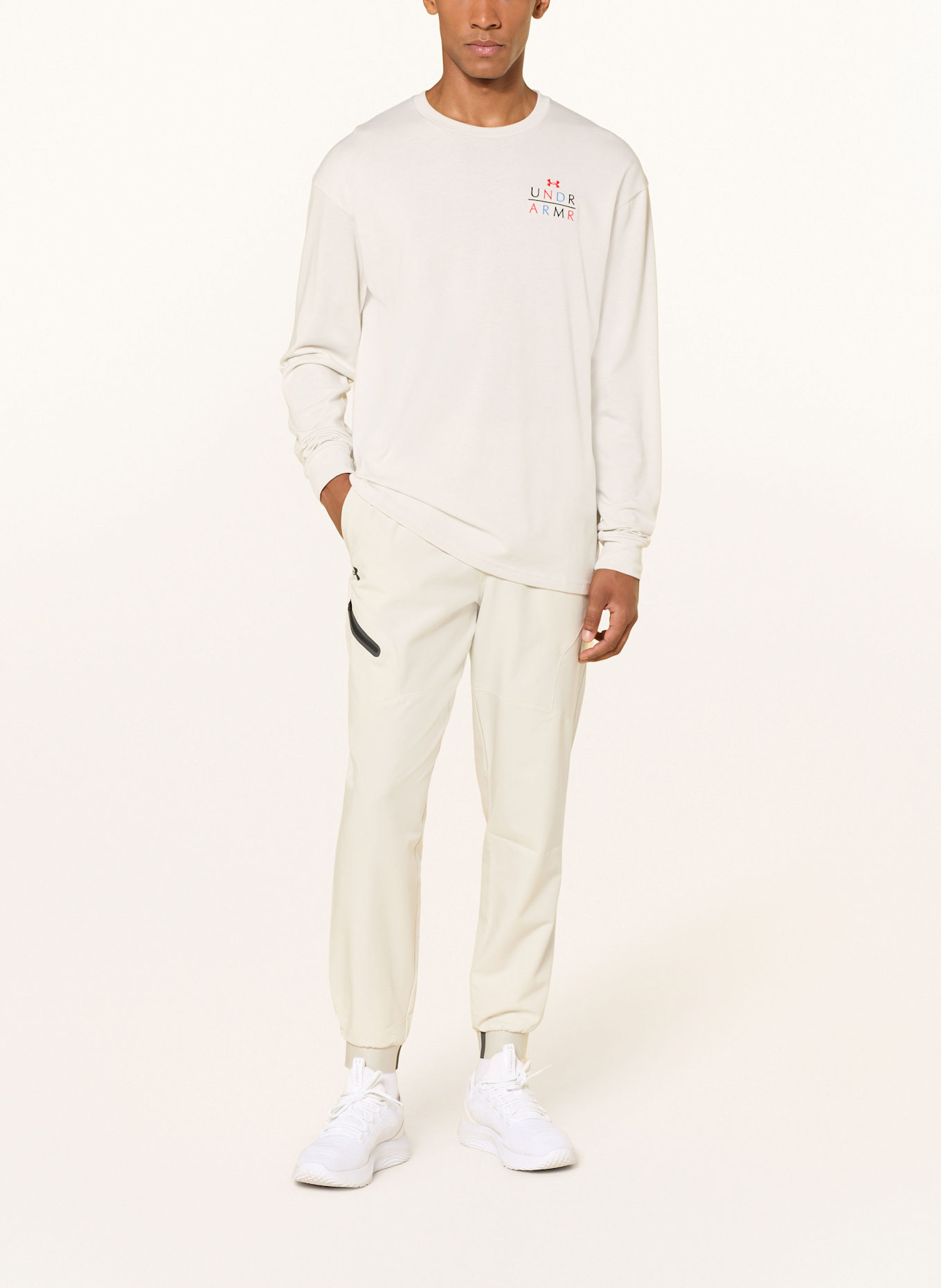 UNDER ARMOUR Longsleeve UA HWT MODERN SPORT: HELLGRAU / BLAU / ROT