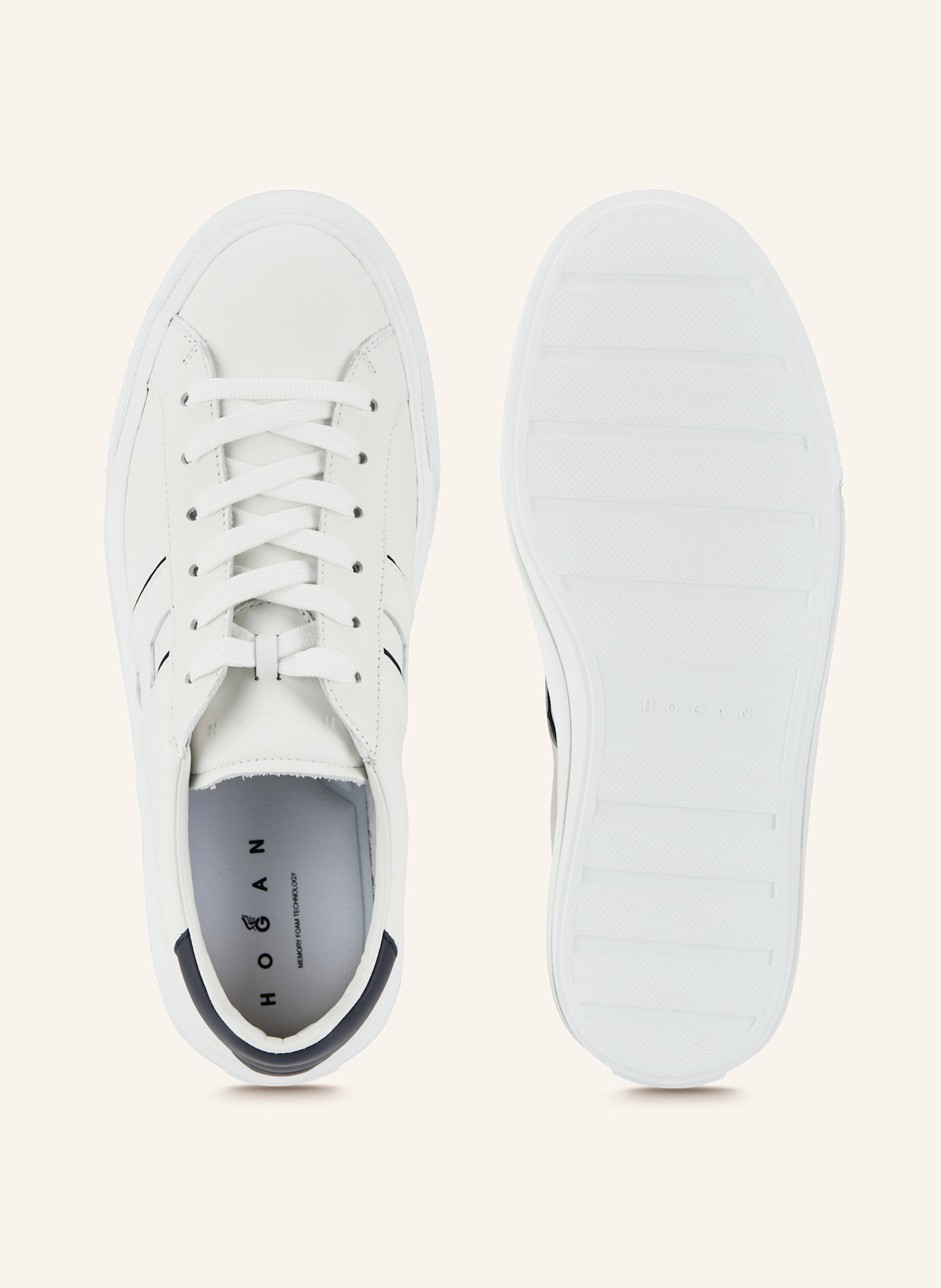 HOGAN Sneaker H691: WEISS / DUNKELBLAU