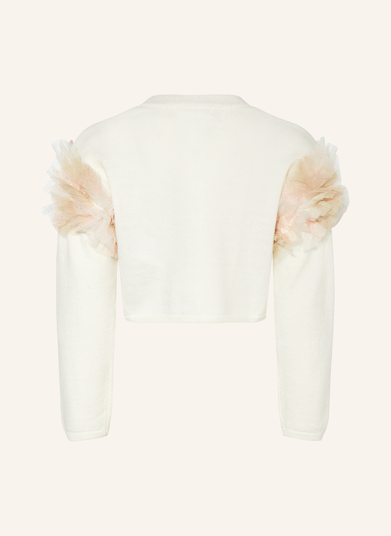 Billieblush Strickjacke mit Rüschen und Glitzergarn: WEISS / CREME / GOLD