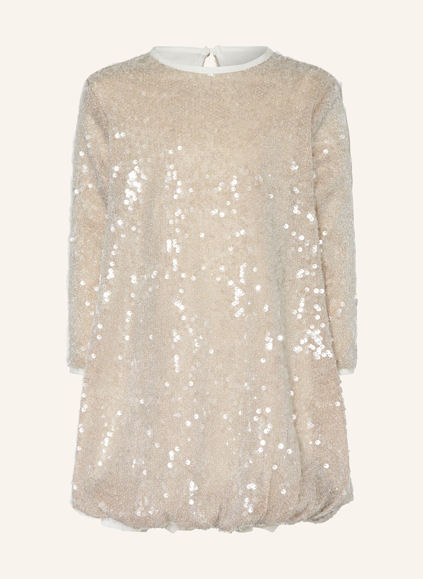 Billieblush Kleid mit Pailletten und 3/4-Arm: WEISS / NUDE