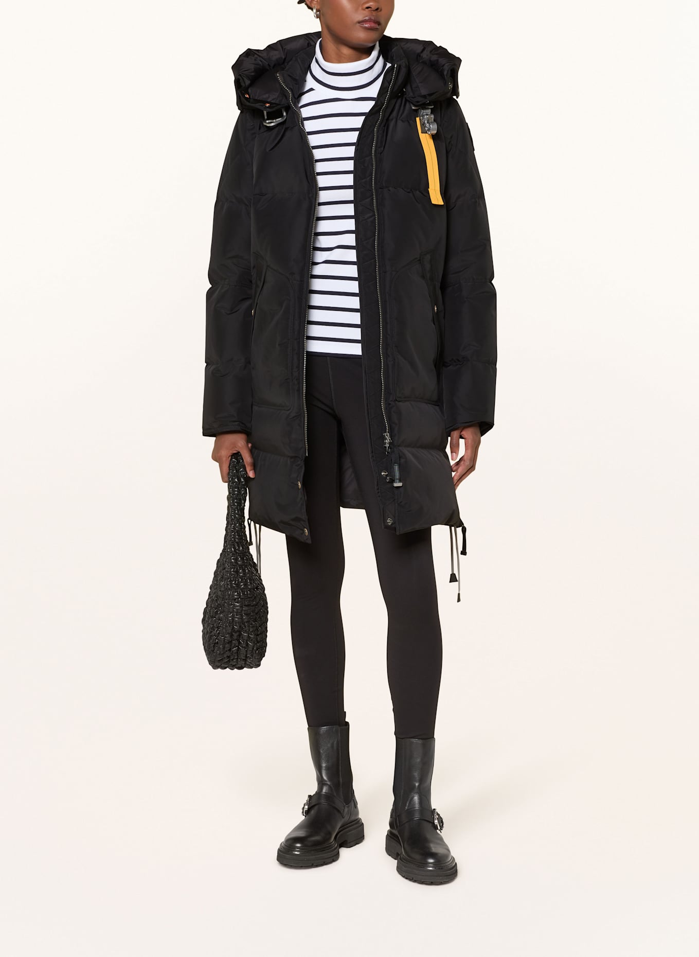 PARAJUMPERS Daunenmantel LONG BEAR mit abnehmbarer Kapuze: SCHWARZ