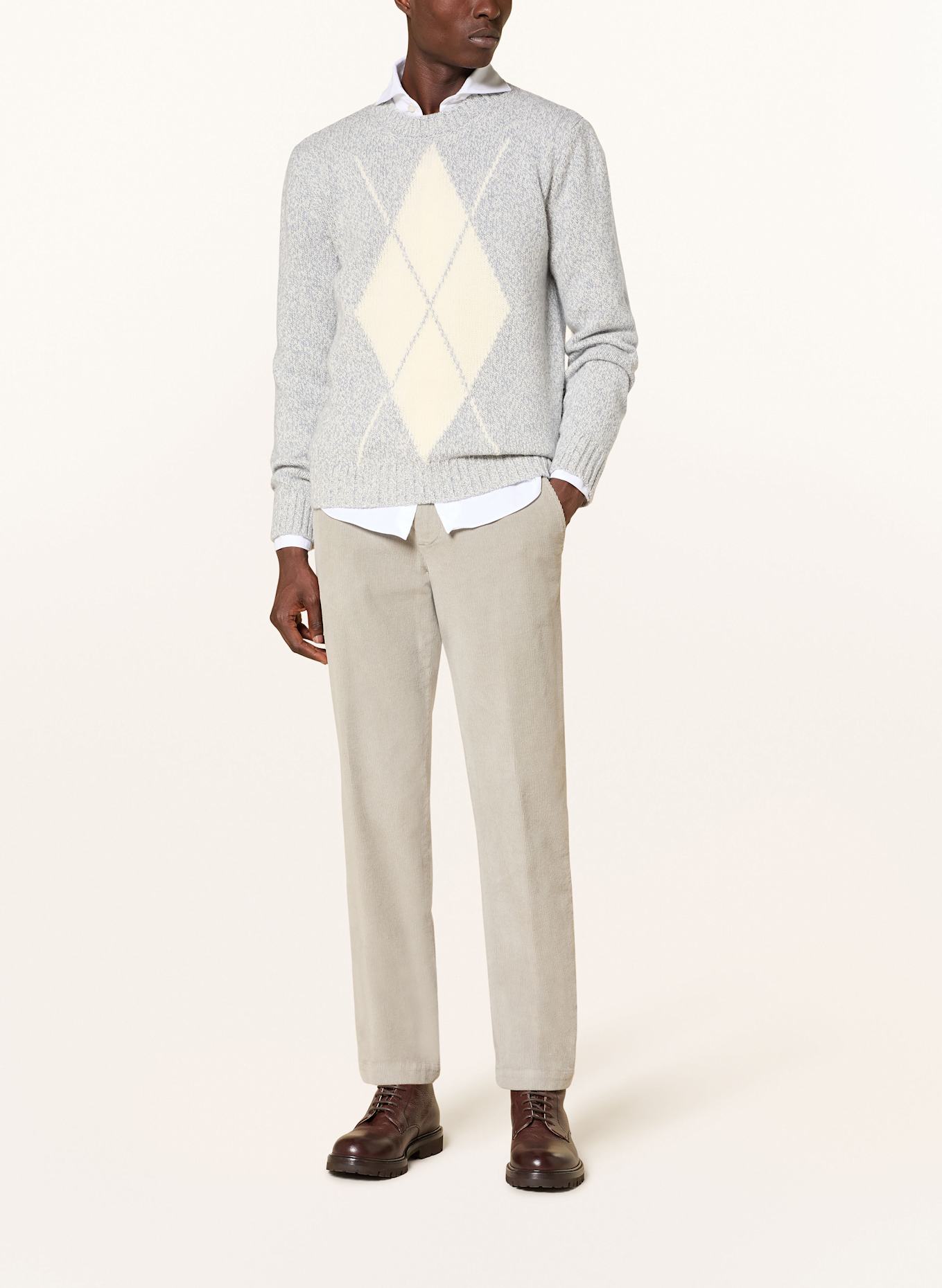 eleventy Pullover: HELLBLAU / ECRU