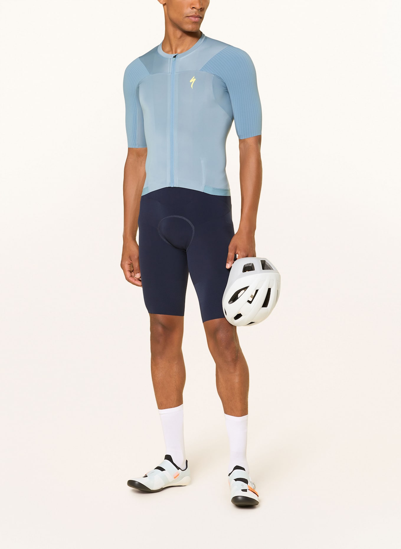 SPECIALIZED Radhose S-WORKS RACE BIB SHORT mit Trägern und gepolsterten Einsätzen: DUNKELBLAU