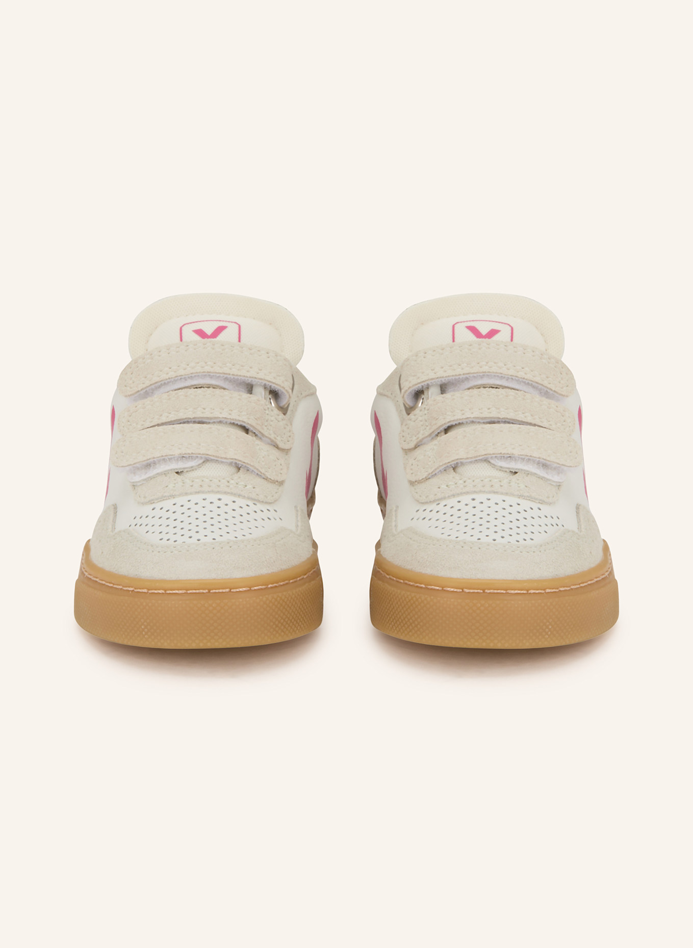 VEJA Sneaker V-90: ECRU / CREME / PINK