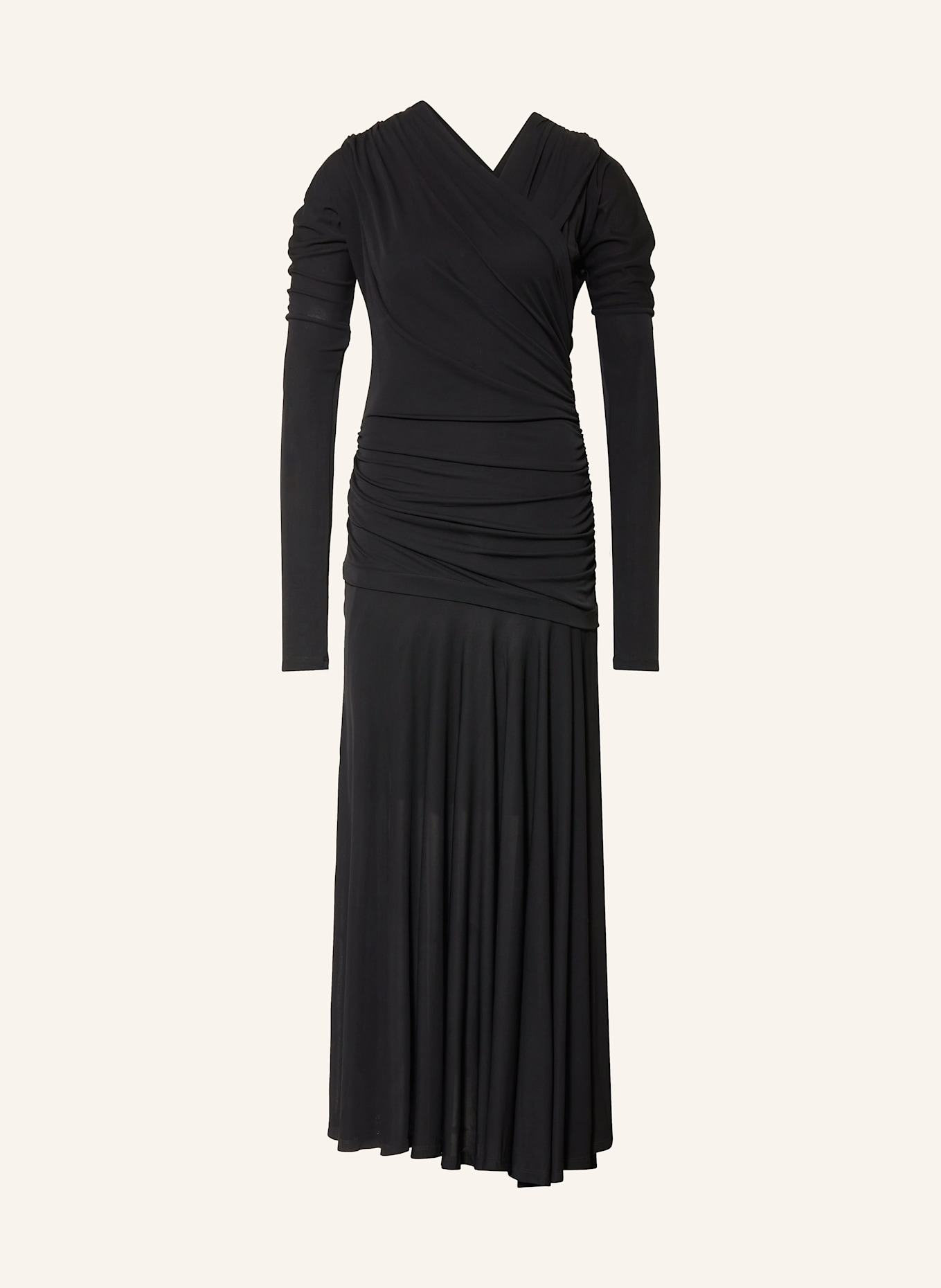 GANNI Jerseykleid in Wickeloptik: SCHWARZ