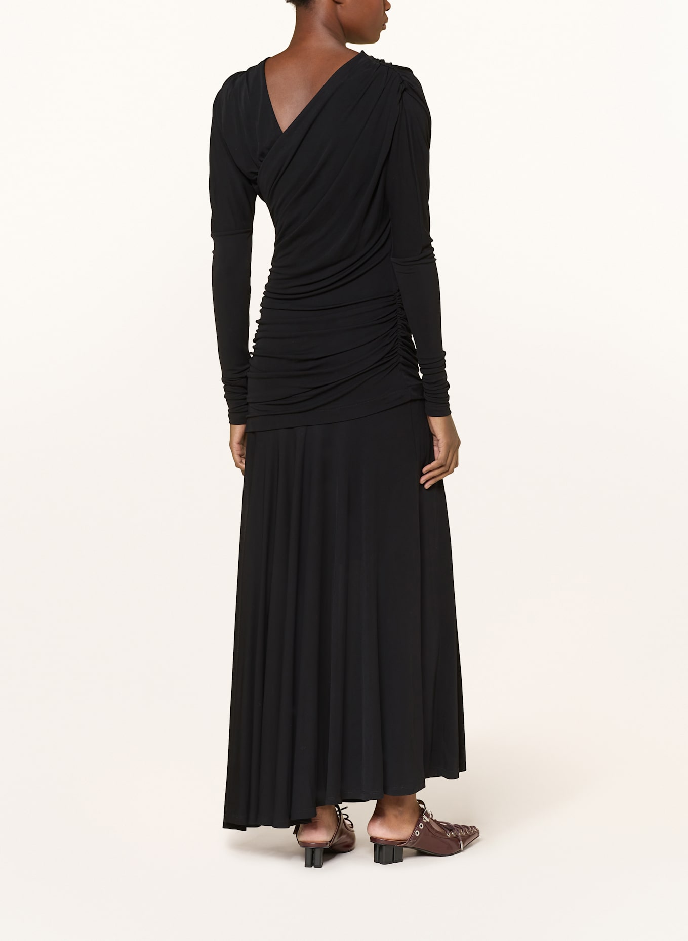 GANNI Jerseykleid in Wickeloptik: SCHWARZ