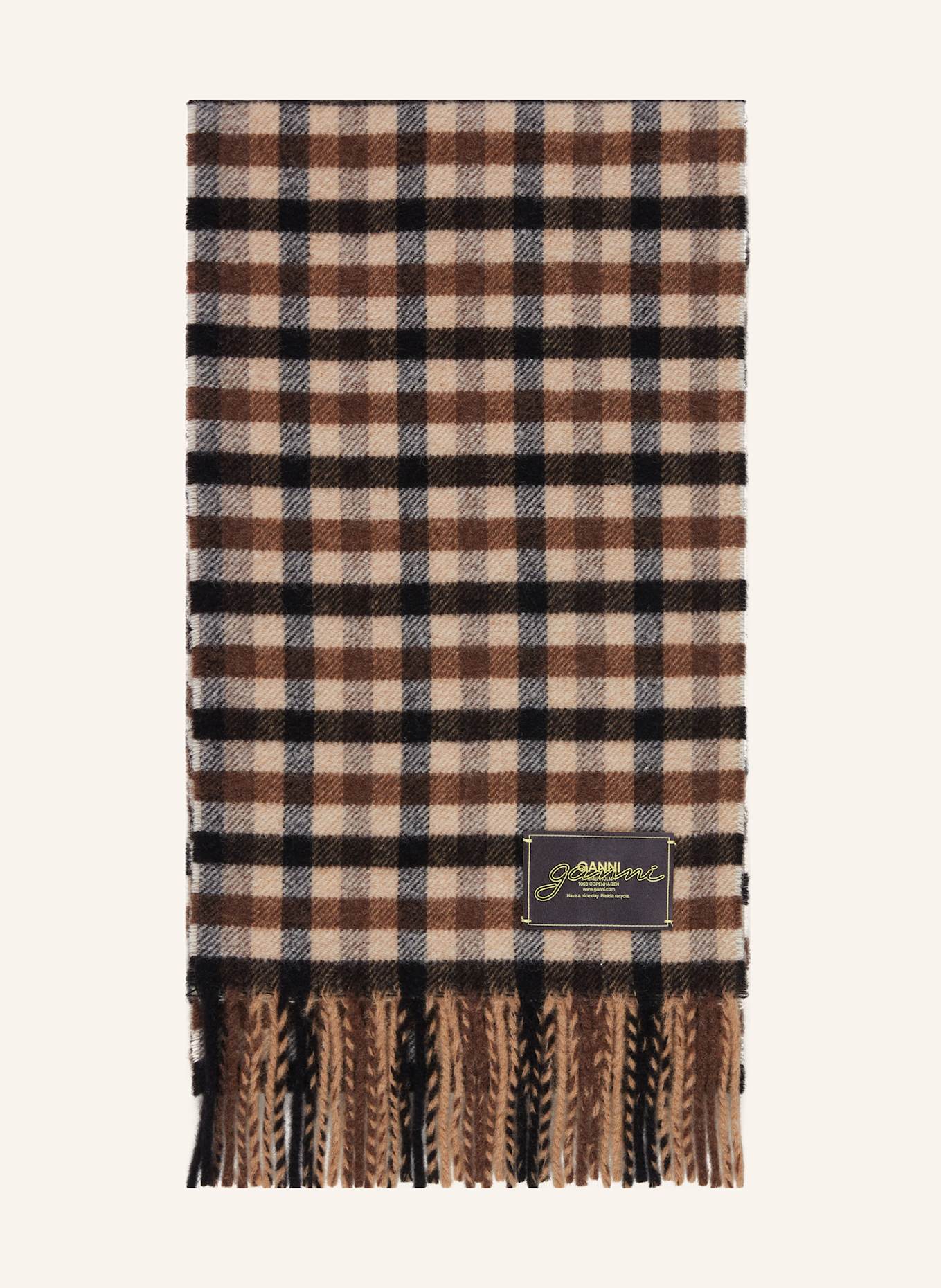 GANNI Schal: HELLBRAUN / BRAUN / DUNKELBLAU