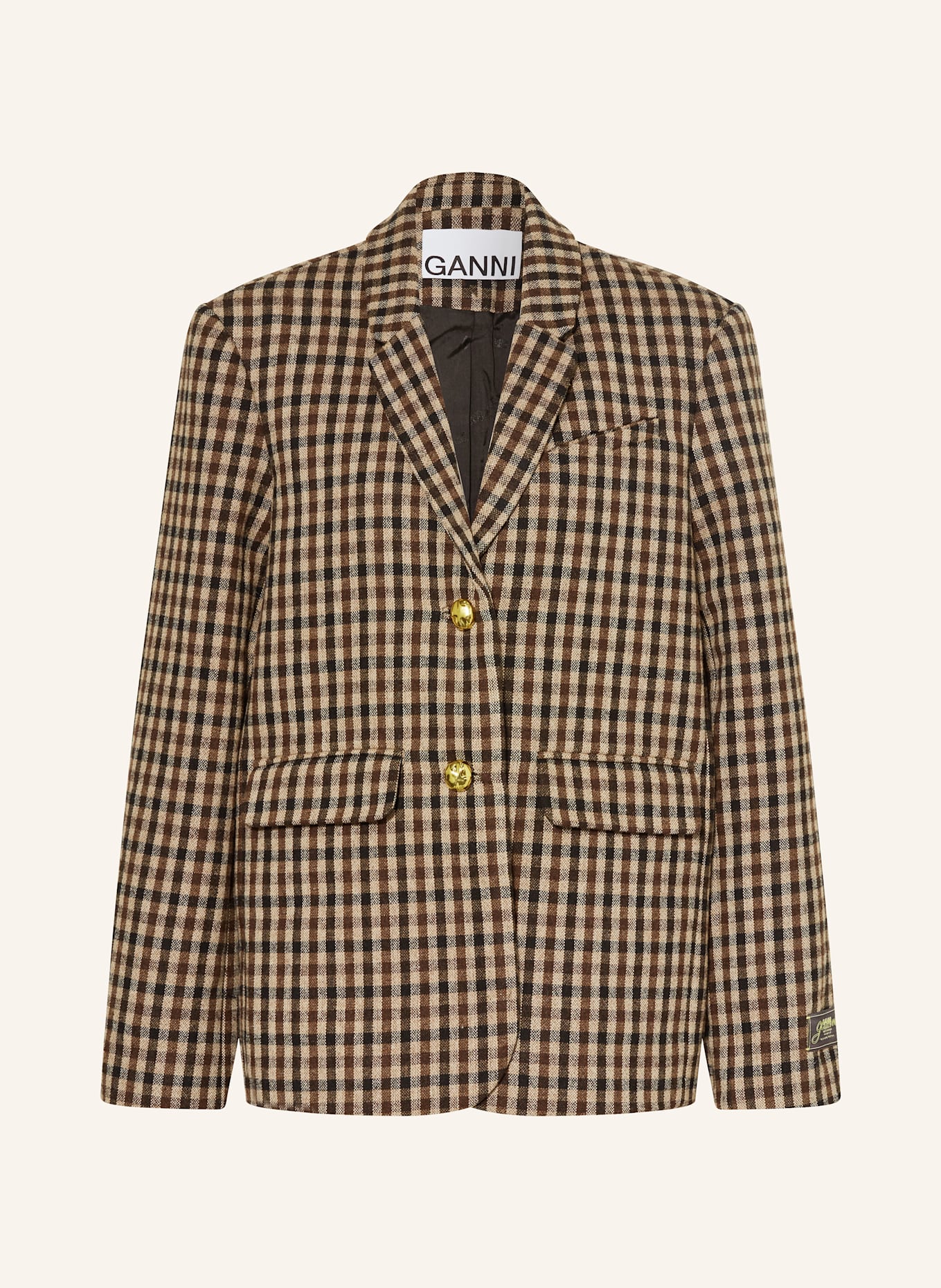 GANNI Oversized-Blazer: HELLBRAUN / DUNKELBRAUN / BRAUN