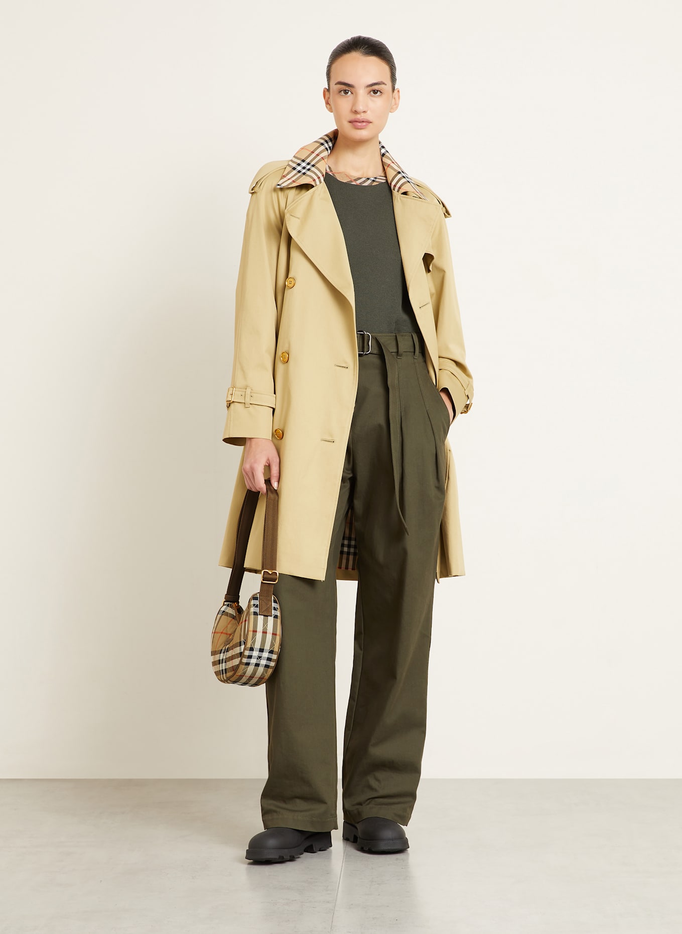 BURBERRY Umhängetasche HORSESHOE: BEIGE / SCHWARZ / WEISS