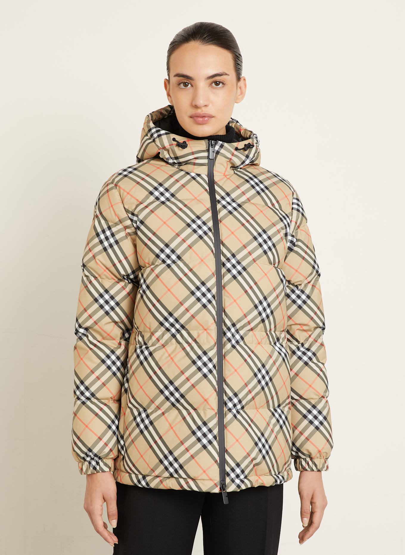 BURBERRY Daunenjacke: BEIGE / SCHWARZ / ROT