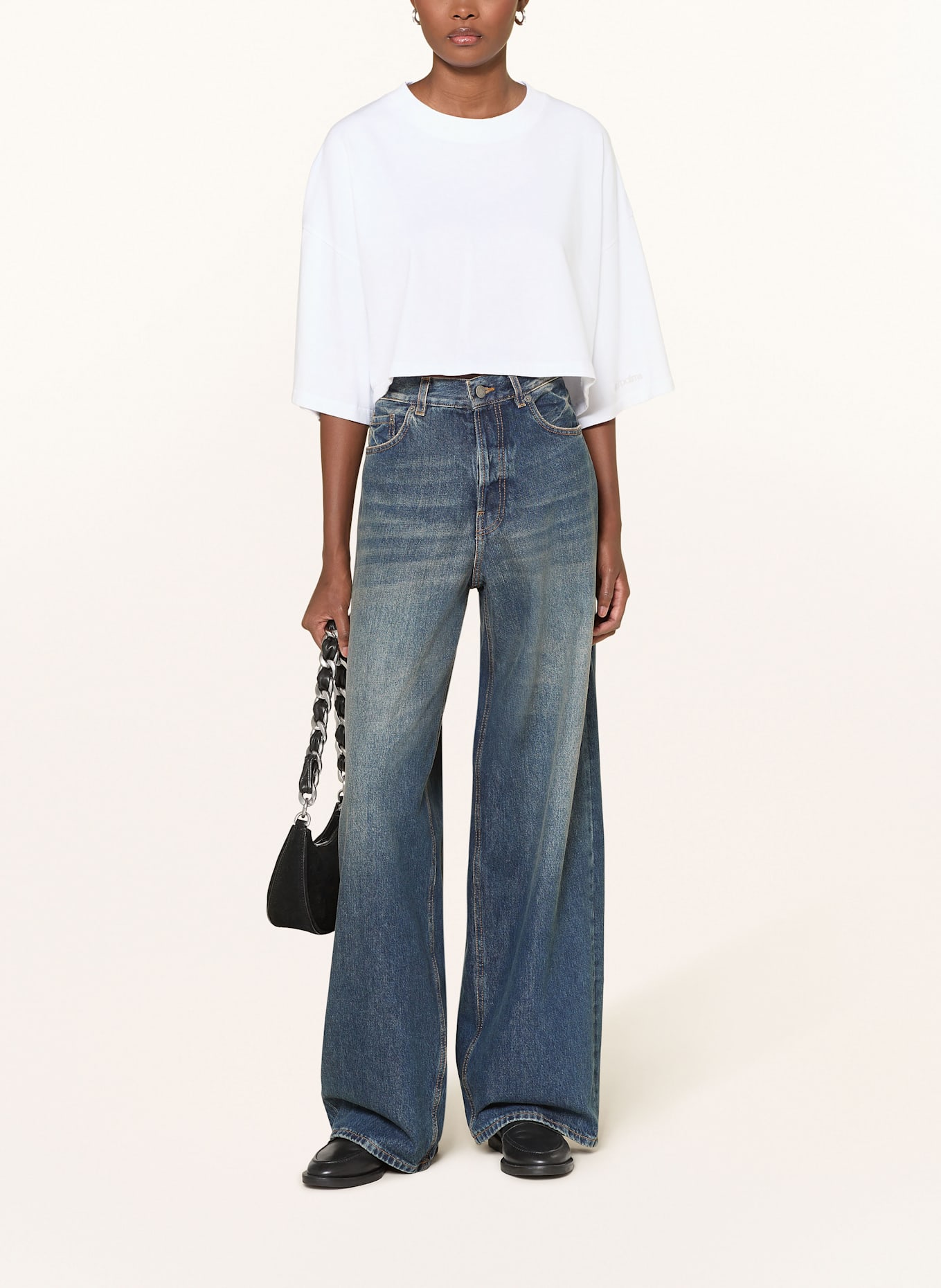 black palms Cropped-Shirt: WEISS