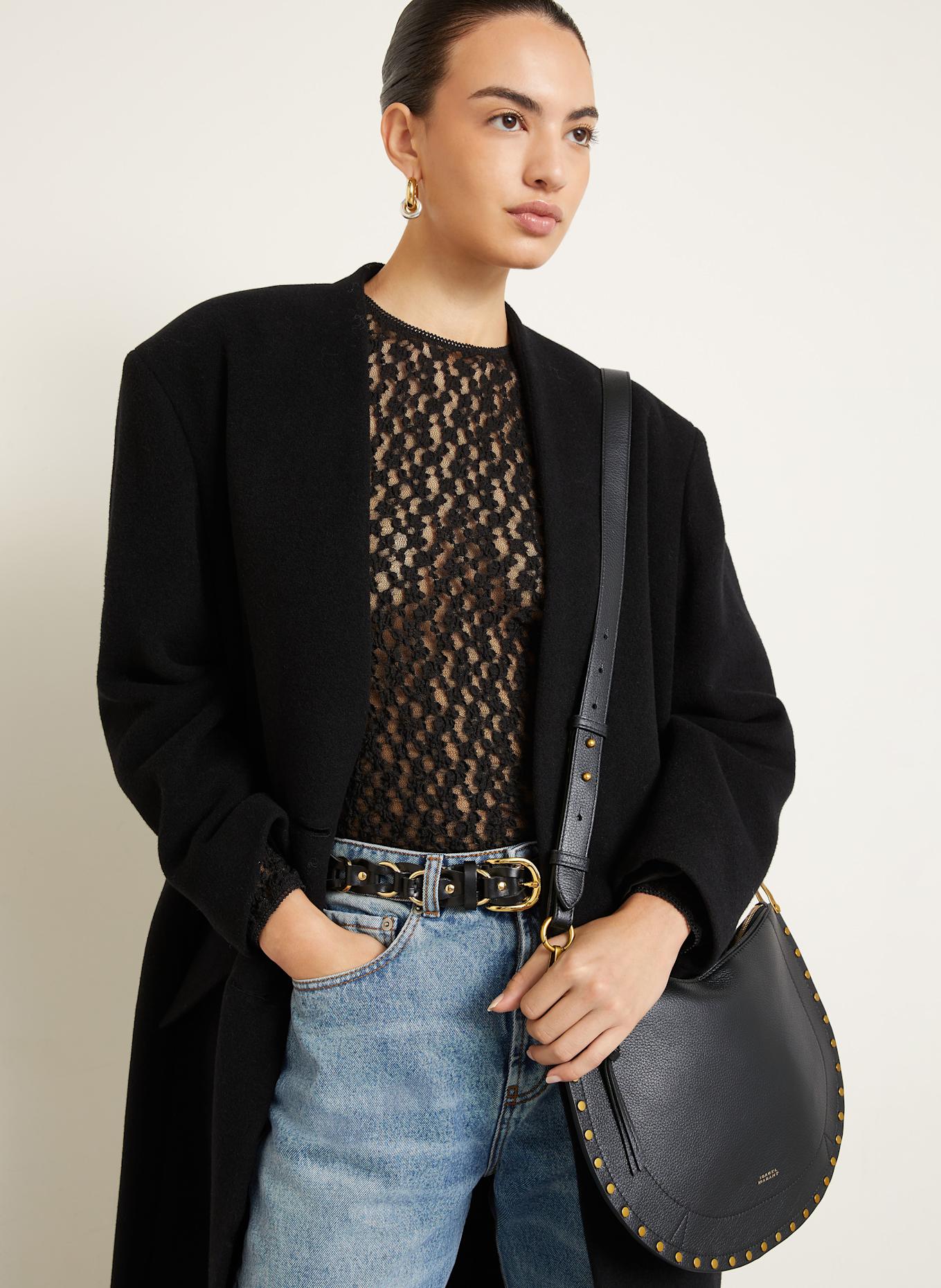 ISABEL MARANT Torba na ramię OSKAN z ćwiekami: CZARNY