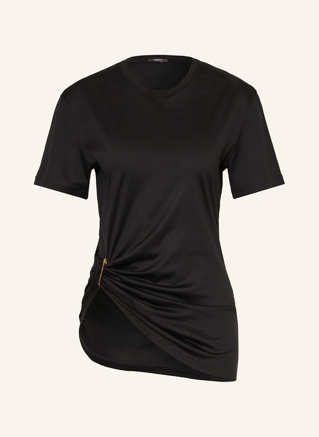 VERSACE T-Shirt mit Seide: SCHWARZ