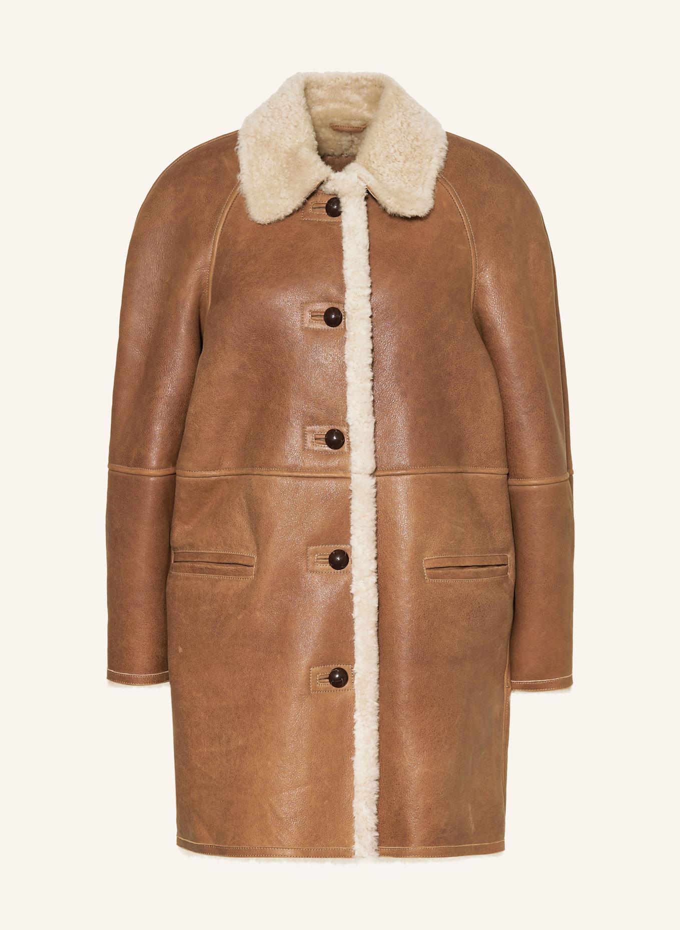 ISABEL MARANT Ledermantel BERTHIE: COGNAC / ECRU