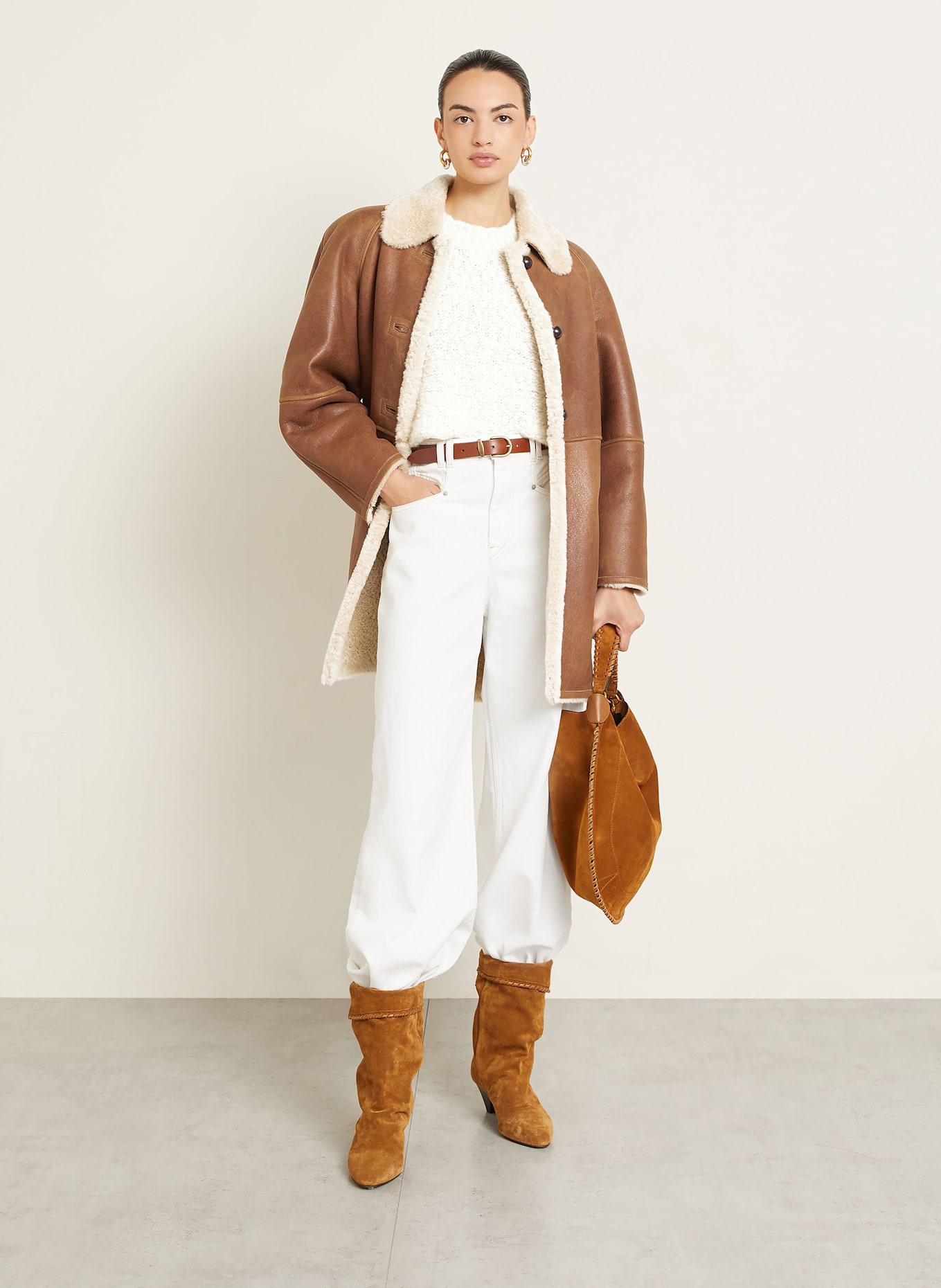 ISABEL MARANT Ledermantel BERTHIE: COGNAC / ECRU
