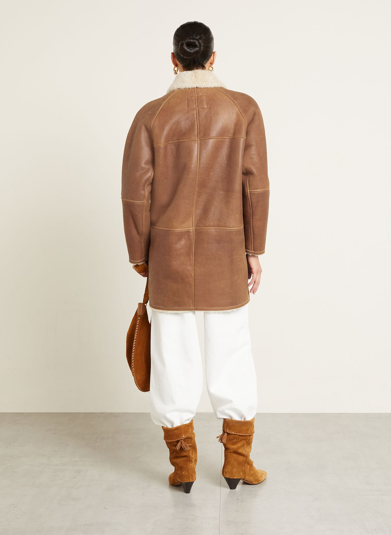 ISABEL MARANT Ledermantel BERTHIE: COGNAC / ECRU