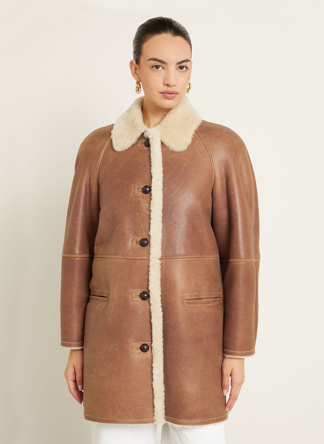 ISABEL MARANT Ledermantel BERTHIE: COGNAC / ECRU