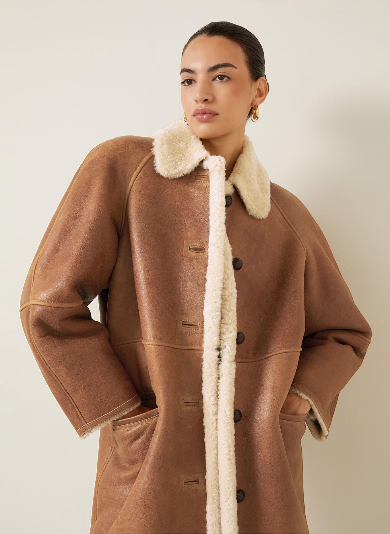 ISABEL MARANT Ledermantel BERTHIE: COGNAC / ECRU