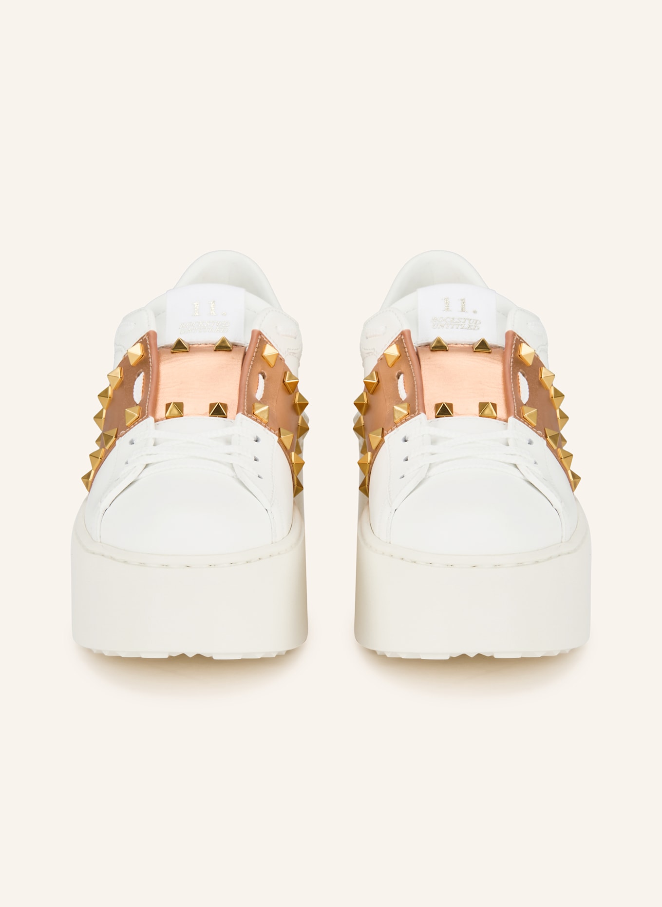 VALENTINO GARAVANI Sneaker ROCKSTUD UNTITLED mit Nieten: WEISS / ROSÉGOLD