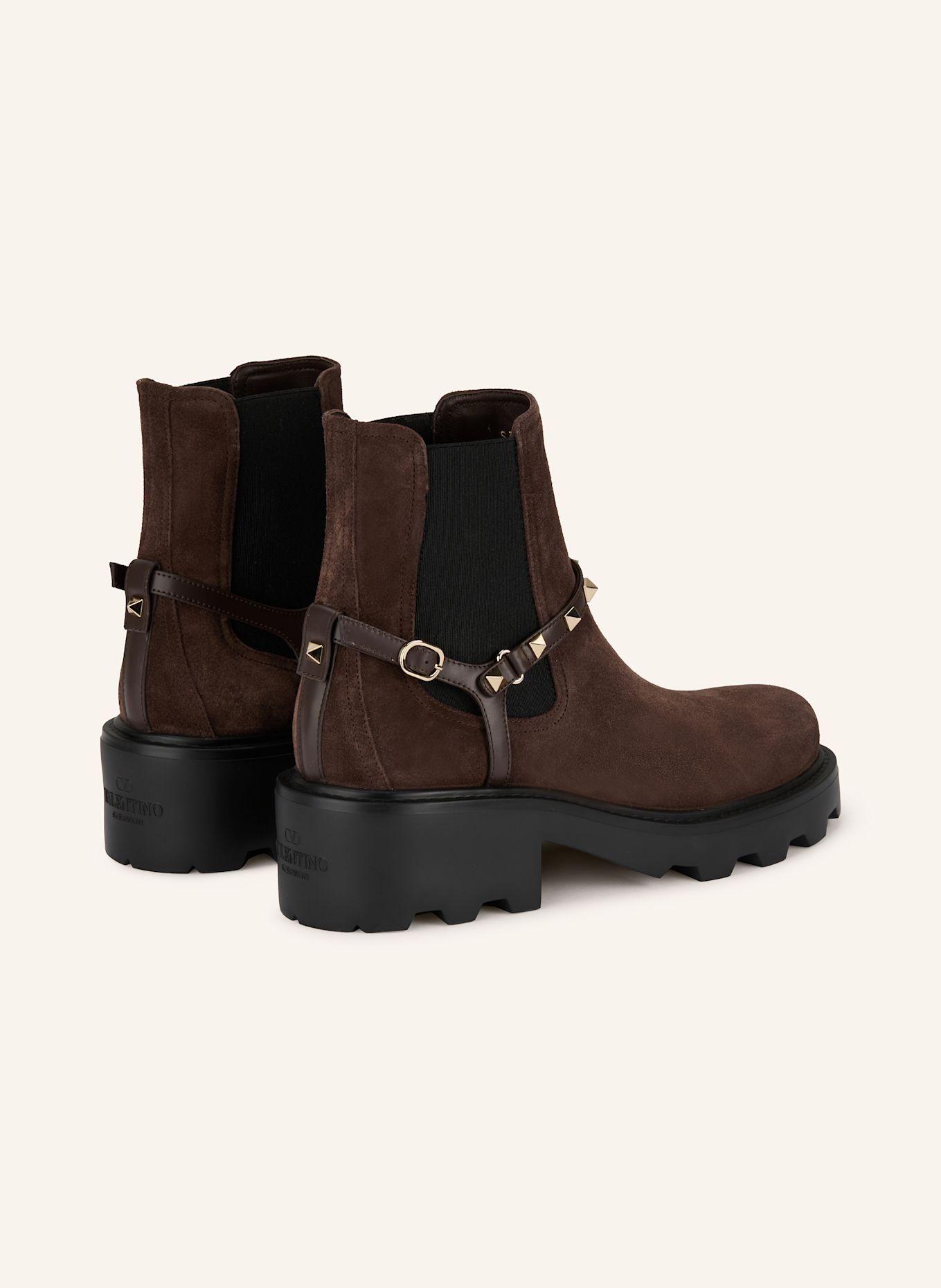 VALENTINO GARAVANI Chelsea-Boots ROCKSTUD mit Nieten: DUNKELBRAUN