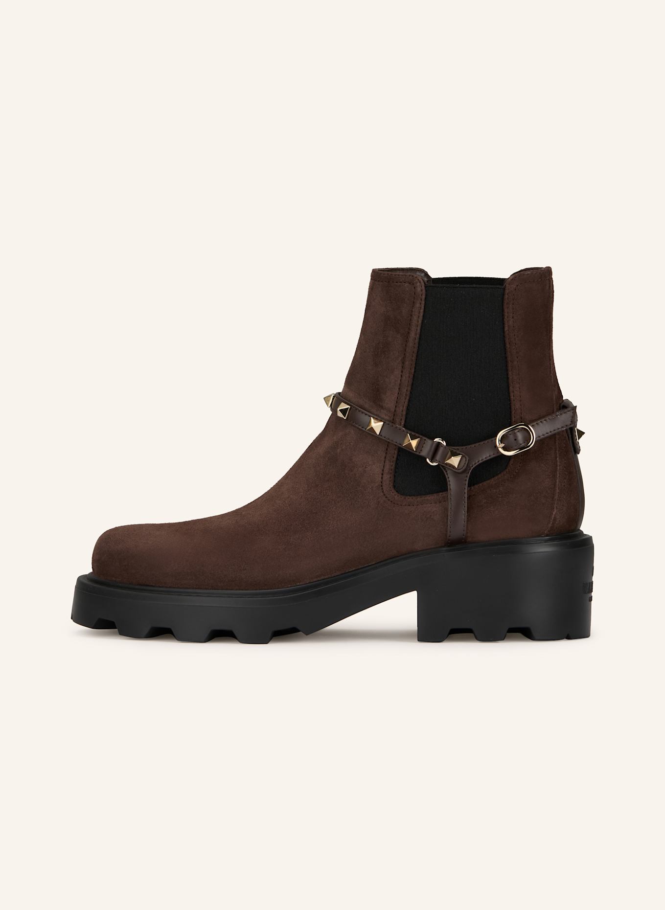 VALENTINO GARAVANI Chelsea-Boots ROCKSTUD mit Nieten: DUNKELBRAUN