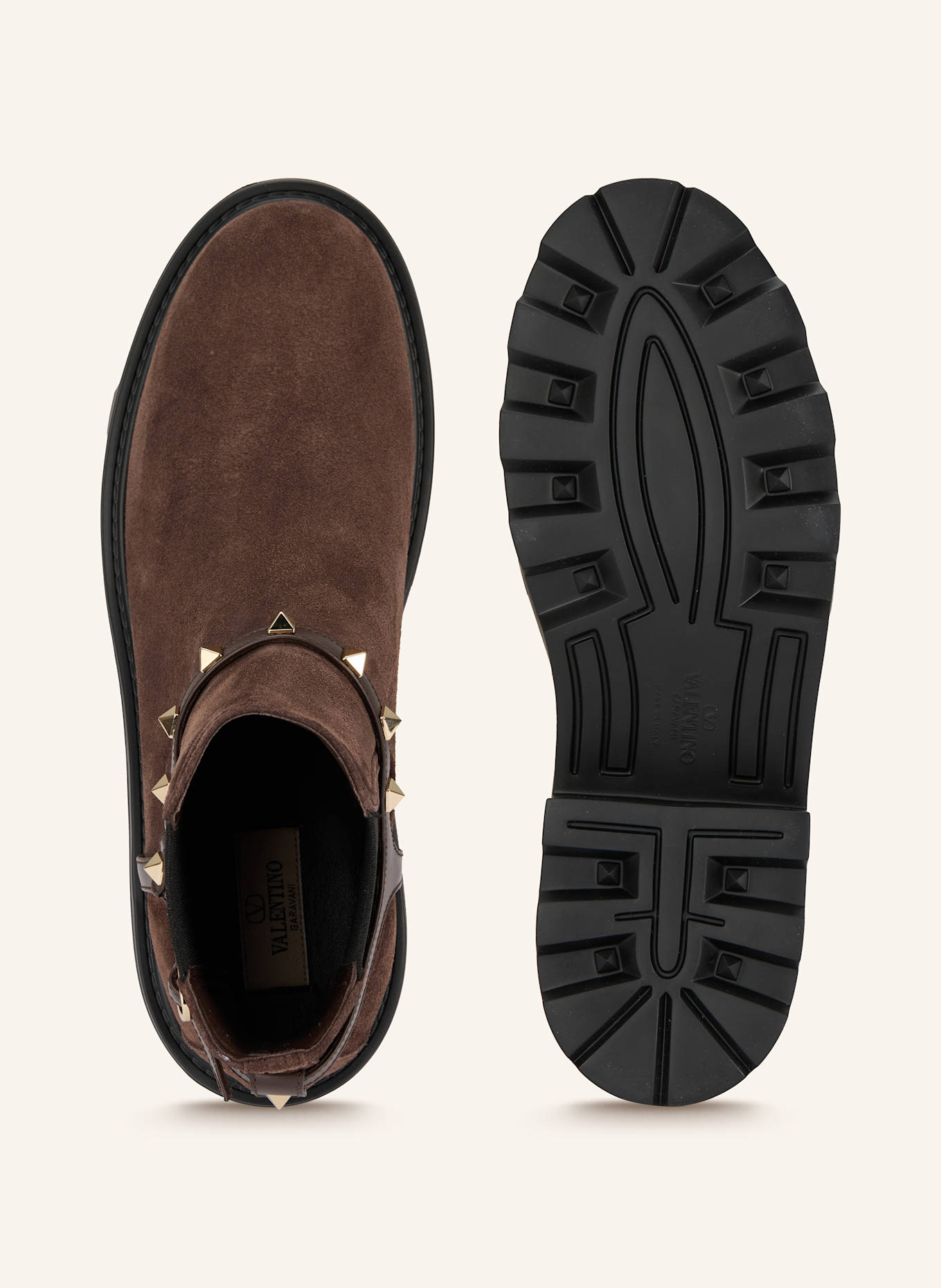 VALENTINO GARAVANI Chelsea-Boots ROCKSTUD mit Nieten: DUNKELBRAUN