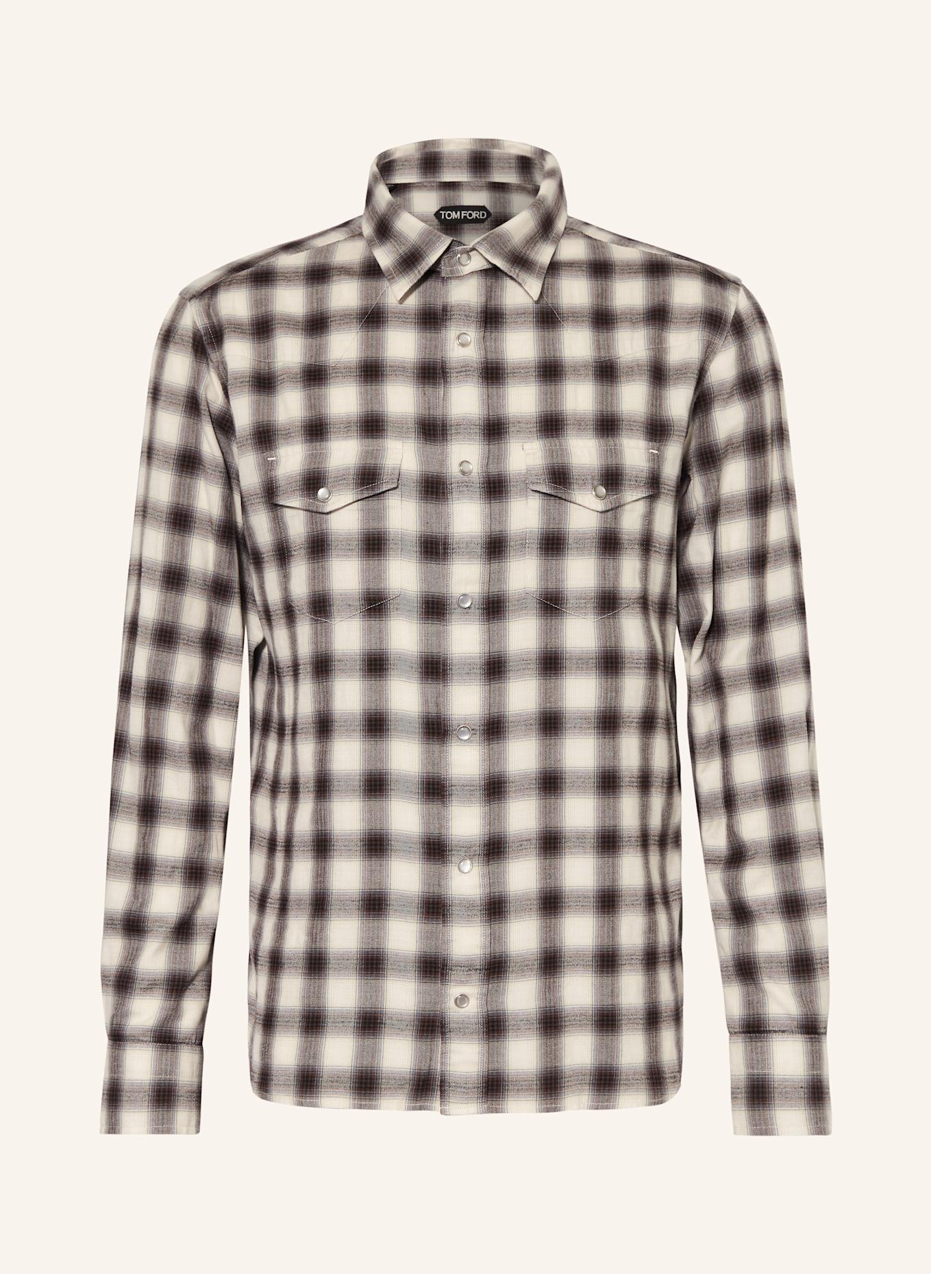 TOM FORD Shirt regular fit: GRAY / BROWN / ECRU