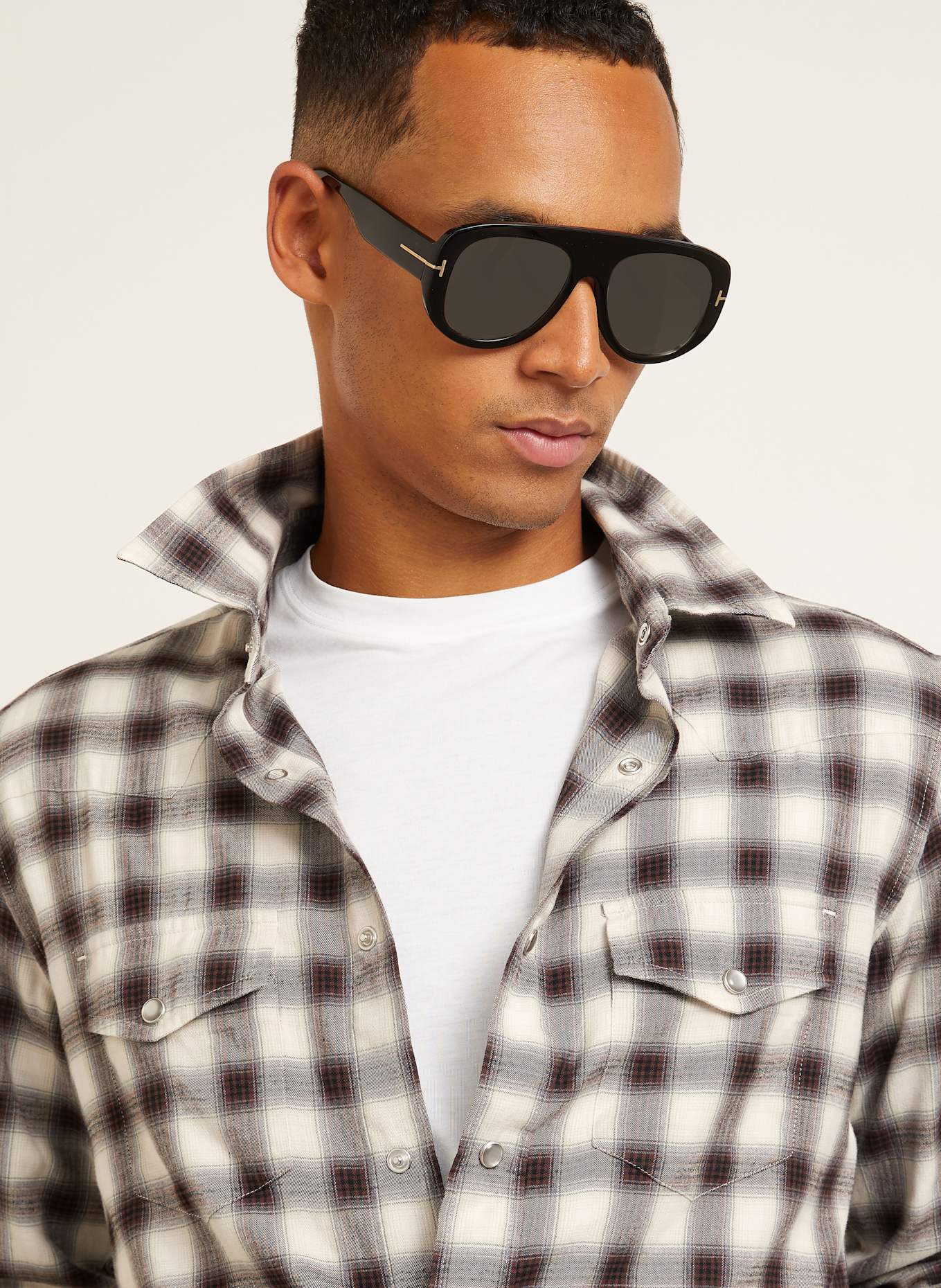 TOM FORD Shirt regular fit: GRAY / BROWN / ECRU