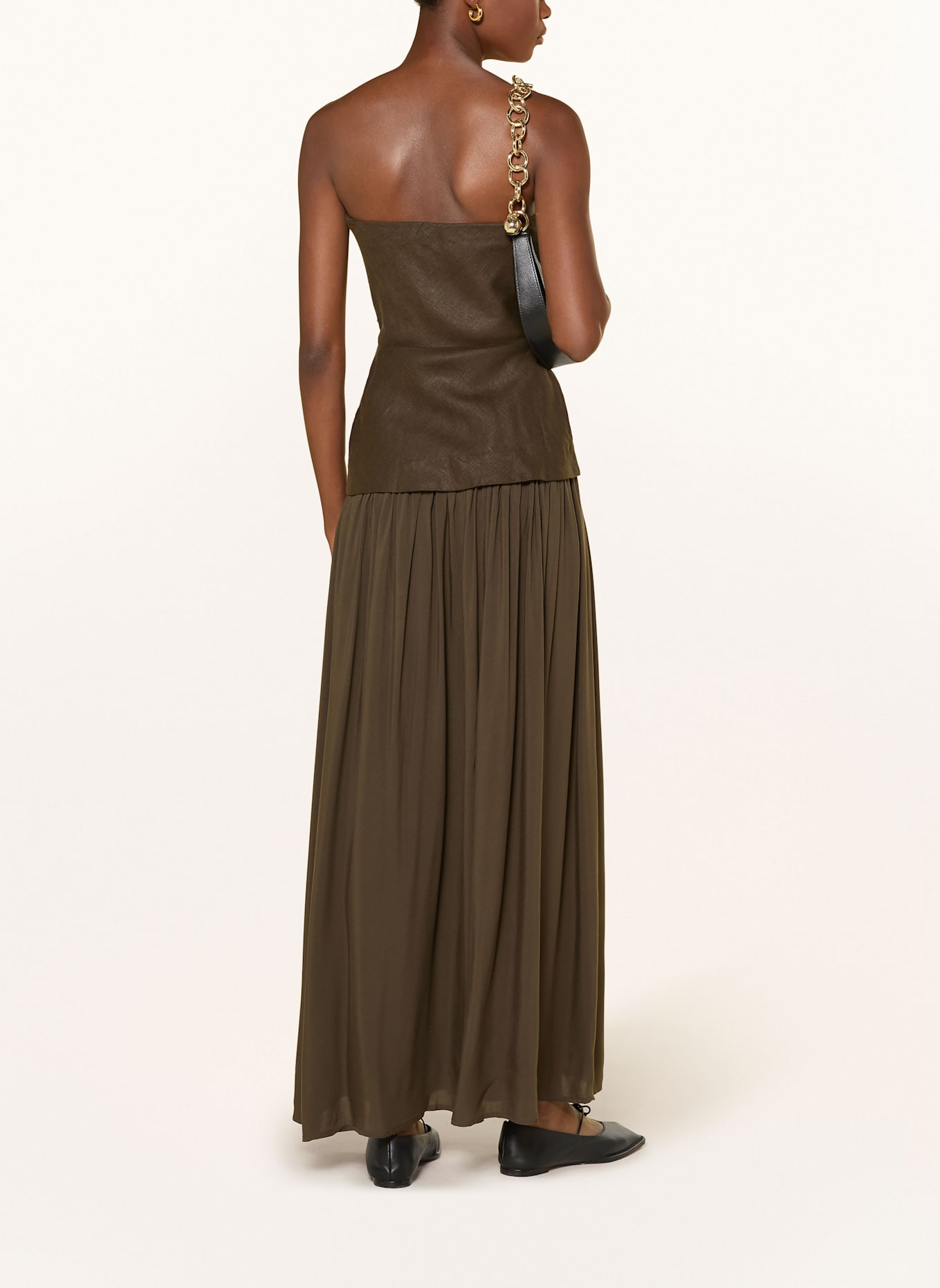 FAITHFULL THE BRAND Kleid HEDY im Materialmix: KHAKI