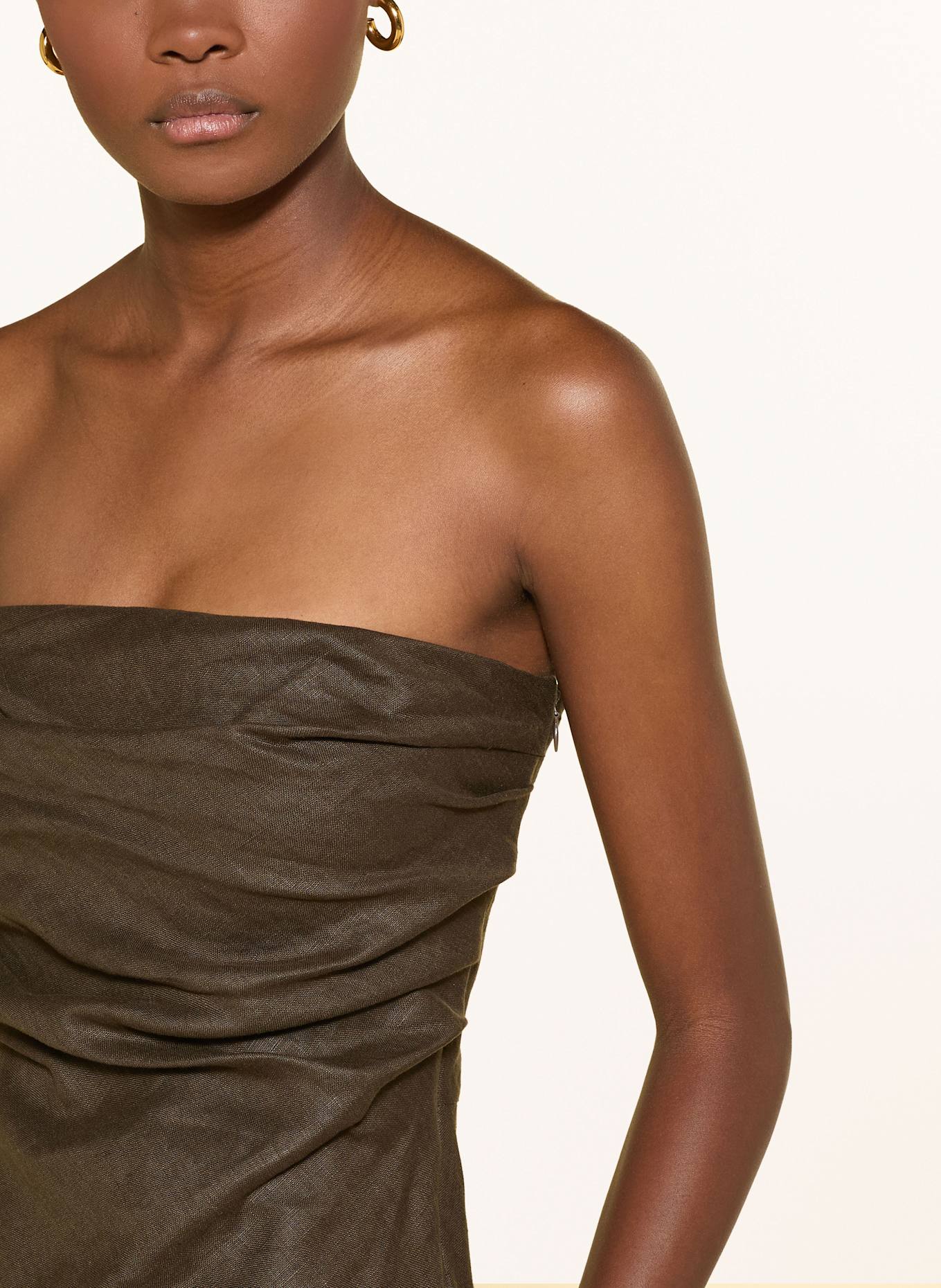 FAITHFULL THE BRAND Kleid HEDY im Materialmix: KHAKI