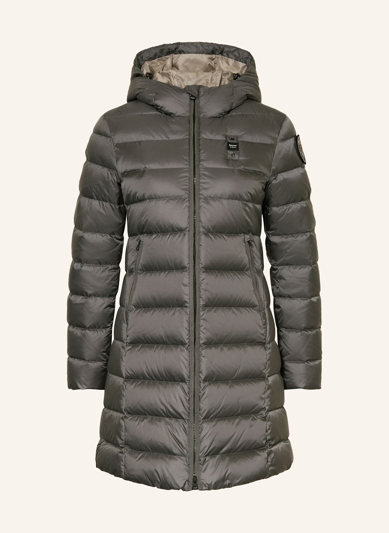 Blauer Daunenmantel AGNES: BLAUGRAU