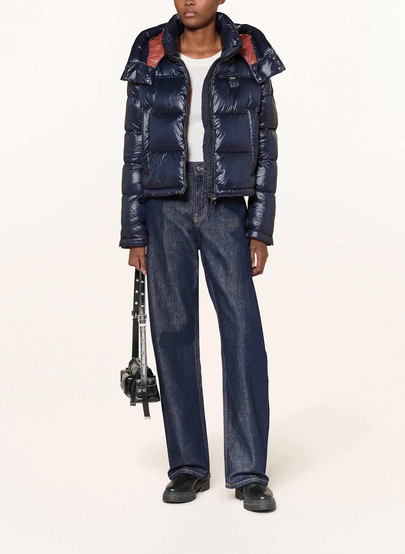 Blauer Steppjacke GLORIA mit abnehmbarer Kapuze: DUNKELBLAU