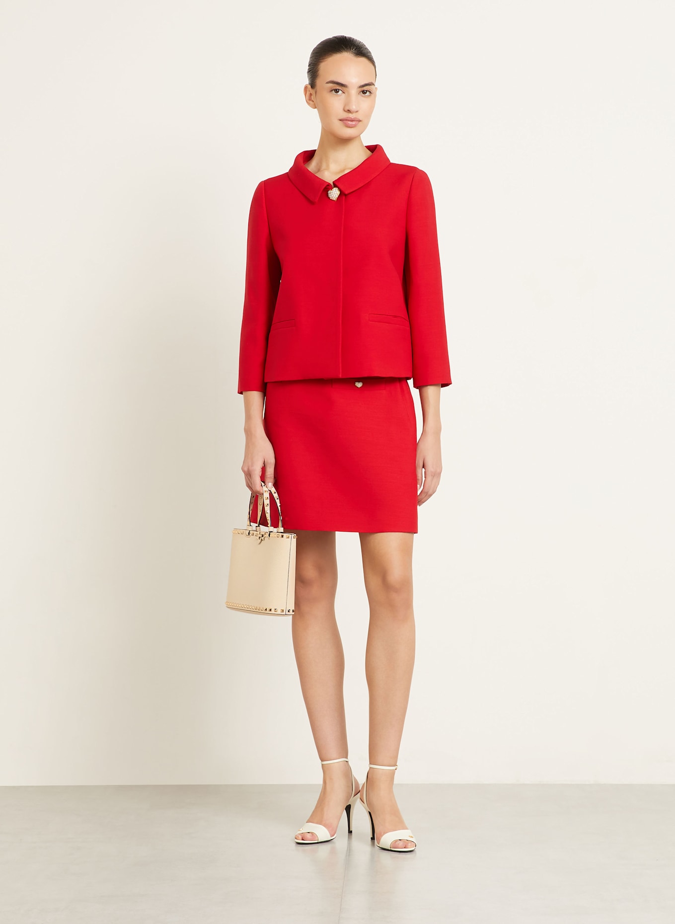 VALENTINO GARAVANI Umhängetasche ROCKSTUD SMALL: ECRU