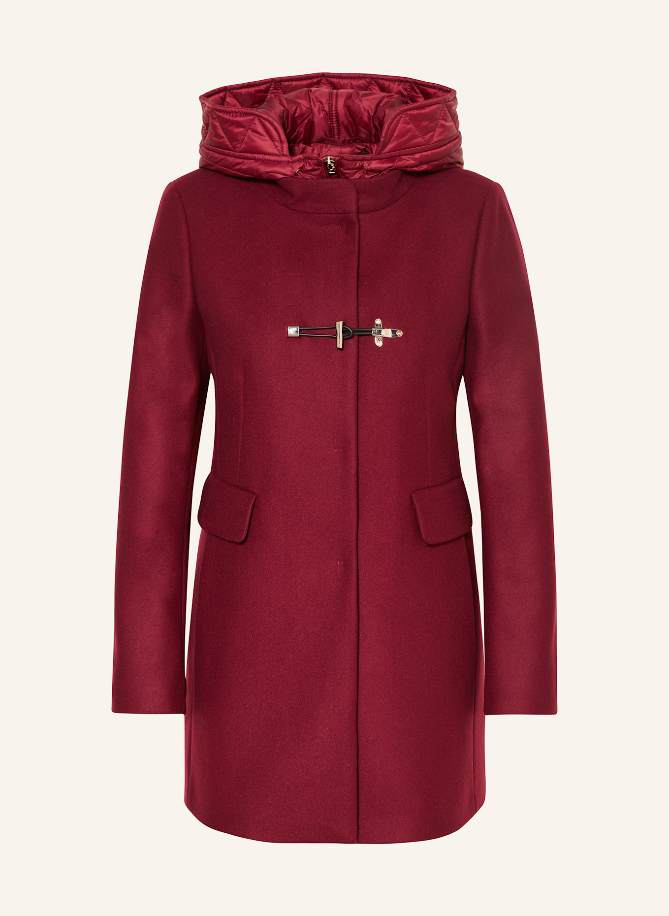 Fay Wollmantel mit Blende: DUNKELROT