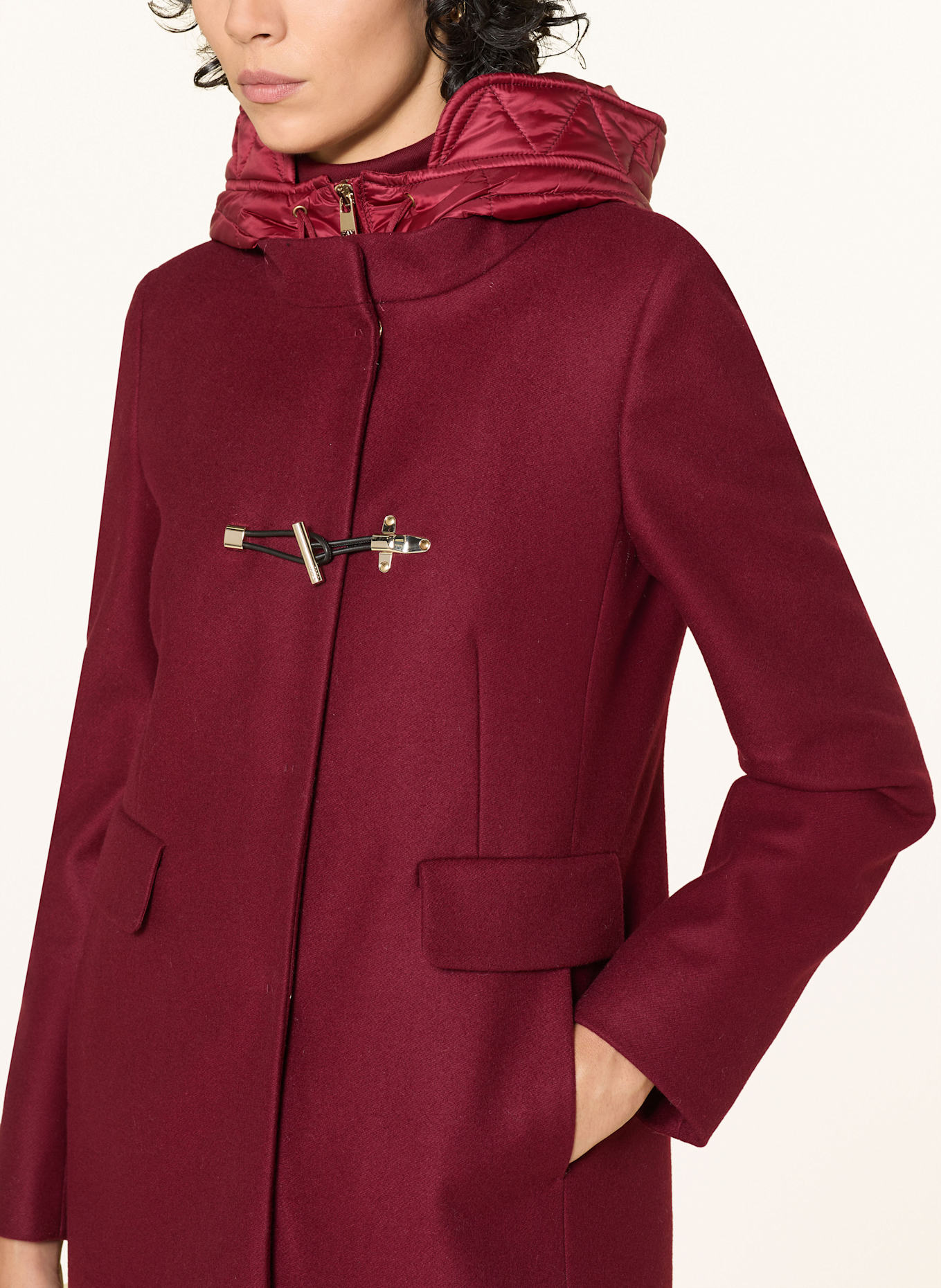 Fay Wollmantel mit Blende: DUNKELROT