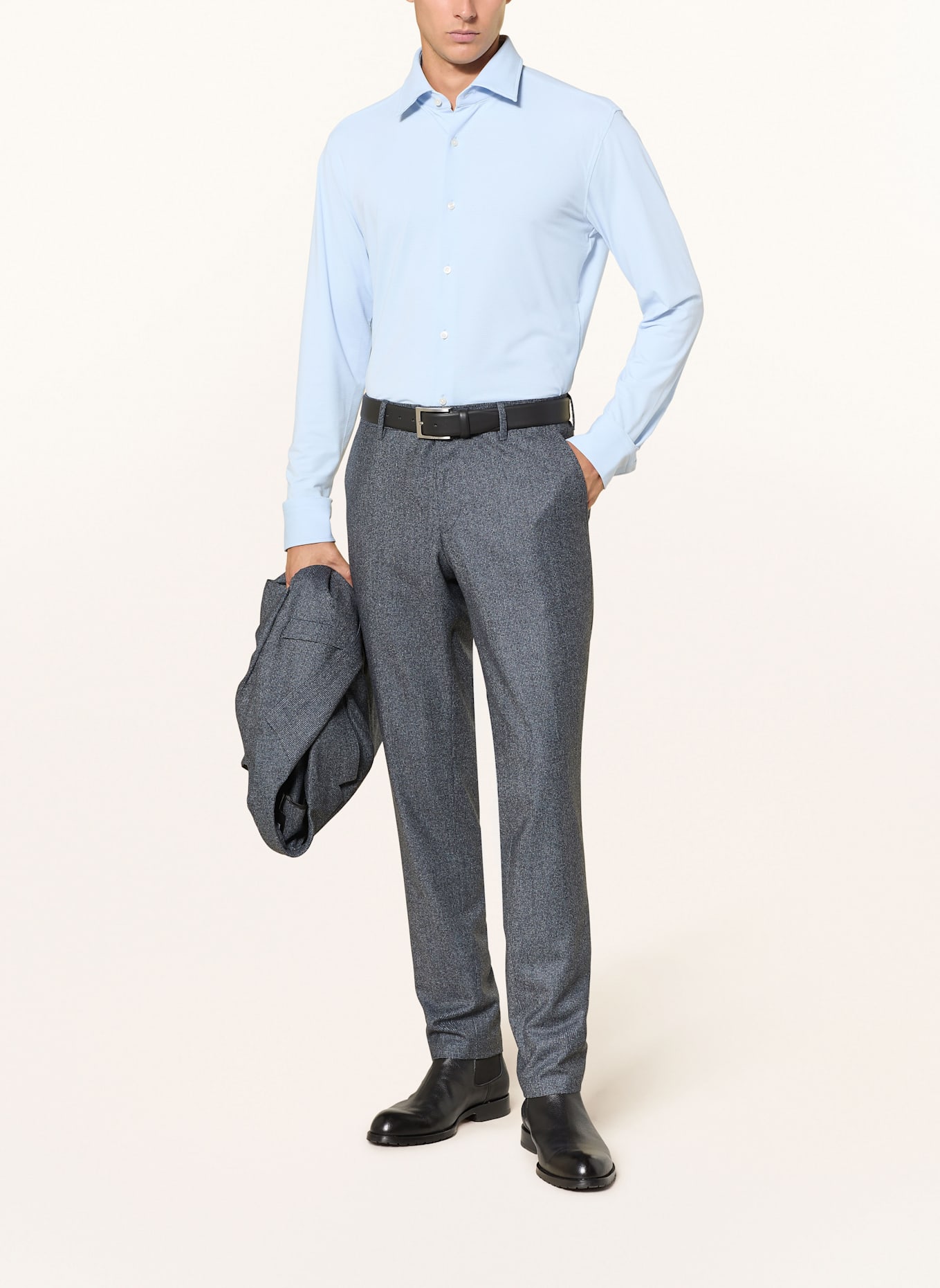 BOSS Jerseyhemd HANK Slim Fit: HELLBLAU