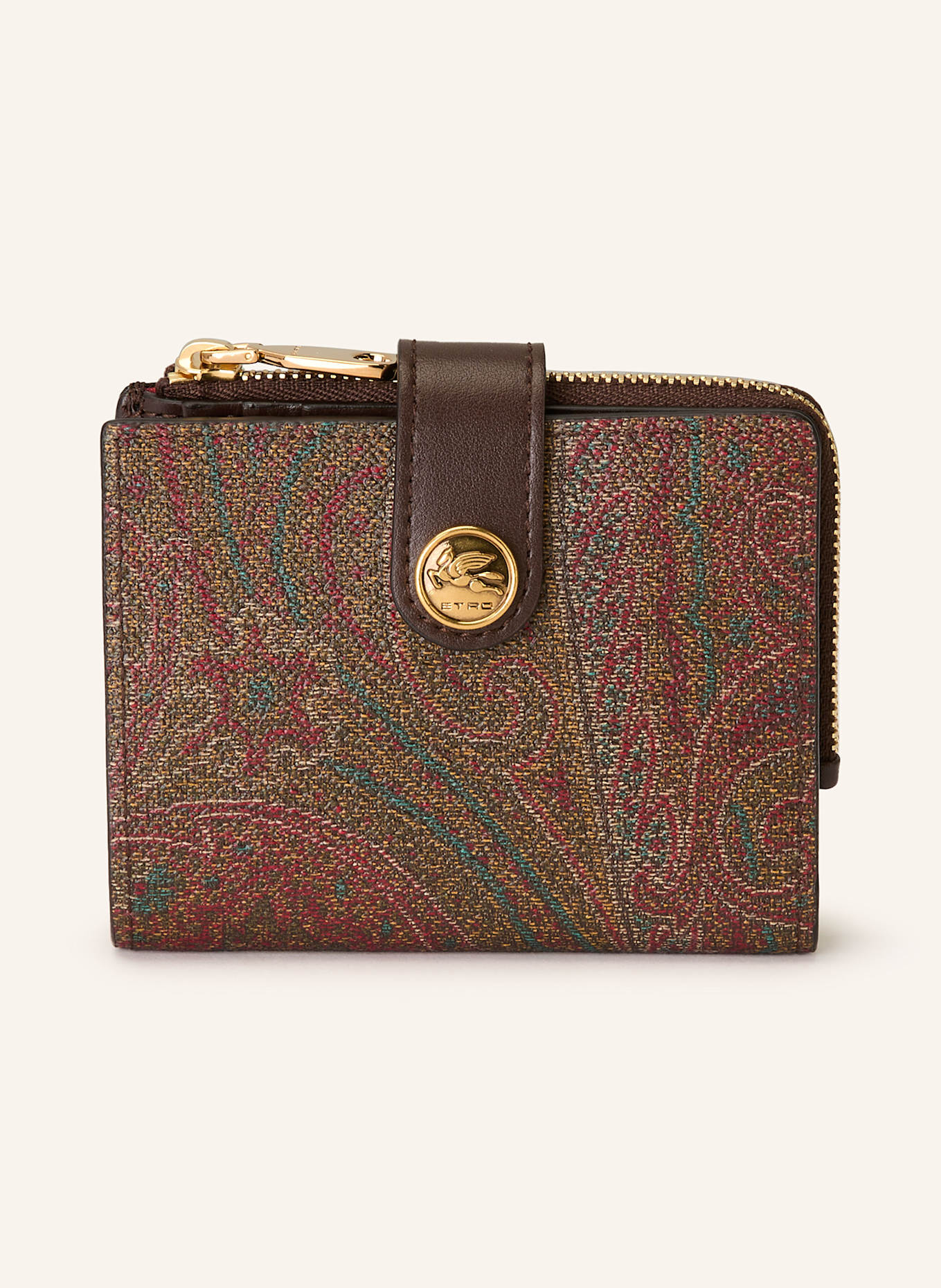 ETRO Geldbörse: DUNKELROT / PETROL / DUNKELGELB