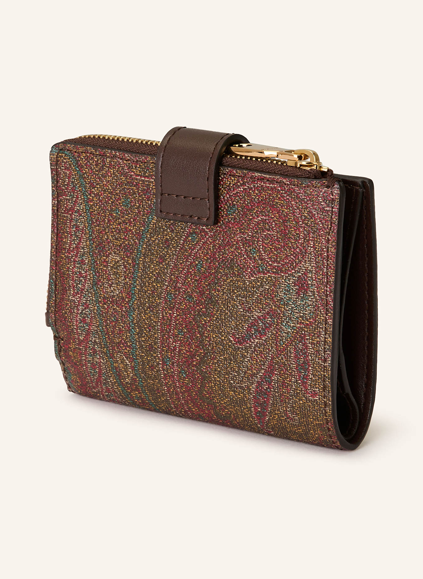 ETRO Geldbörse: DUNKELROT / PETROL / DUNKELGELB