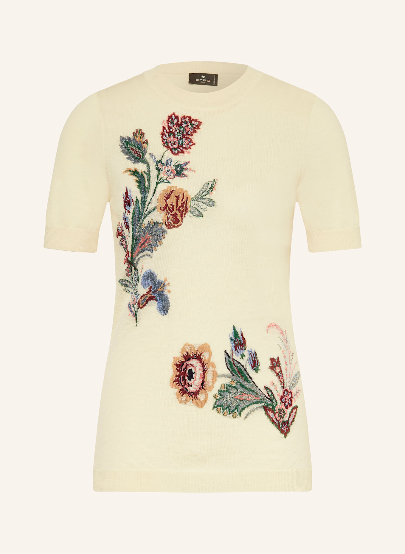 ETRO Dzianinowa koszulka z błyszczącą przędzą: JASNOŻÓŁTY / ZIELONY / CIEMNOCZERWONY