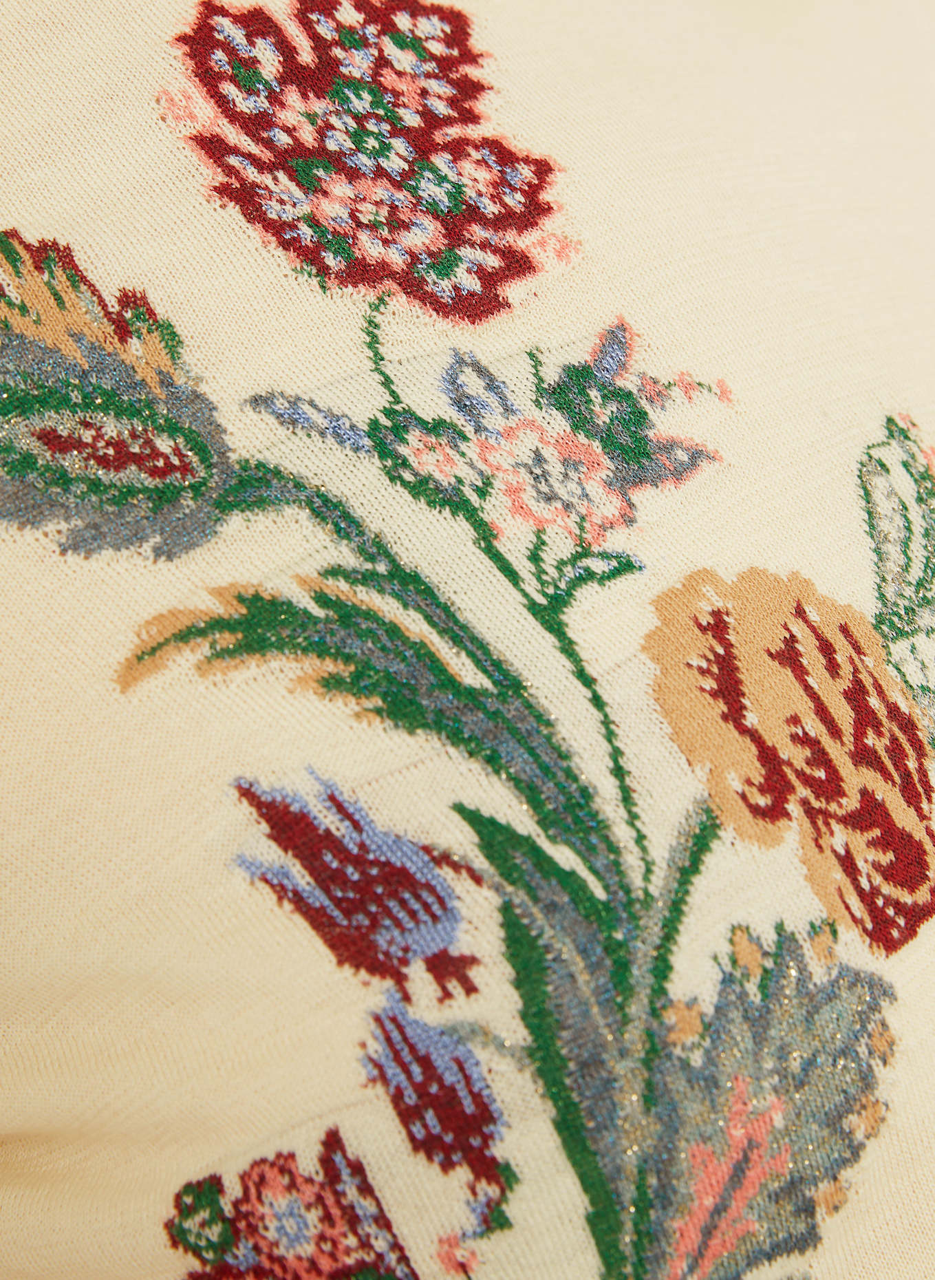 ETRO Dzianinowa koszulka z błyszczącą przędzą: JASNOŻÓŁTY / ZIELONY / CIEMNOCZERWONY