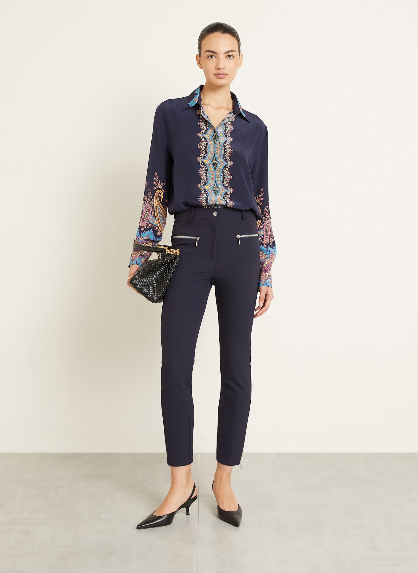 ETRO Hemdbluse aus Seide: DUNKELBLAU / LILA / DUNKELGELB