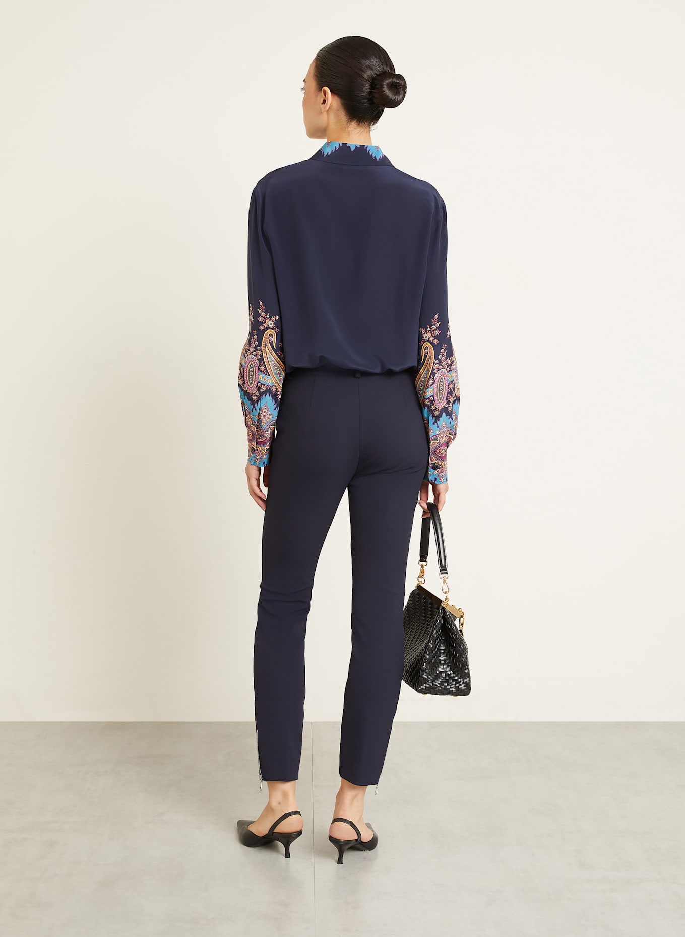 ETRO Hemdbluse aus Seide: DUNKELBLAU / LILA / DUNKELGELB