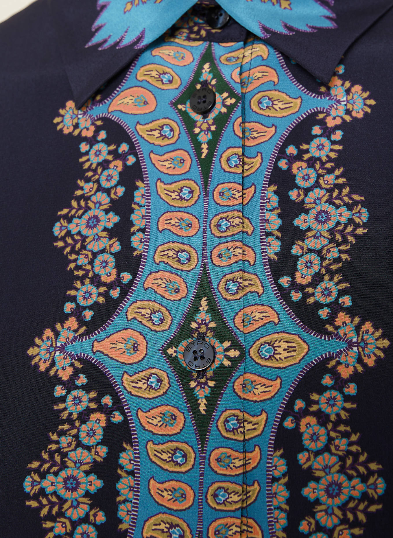 ETRO Hemdbluse aus Seide: DUNKELBLAU / LILA / DUNKELGELB